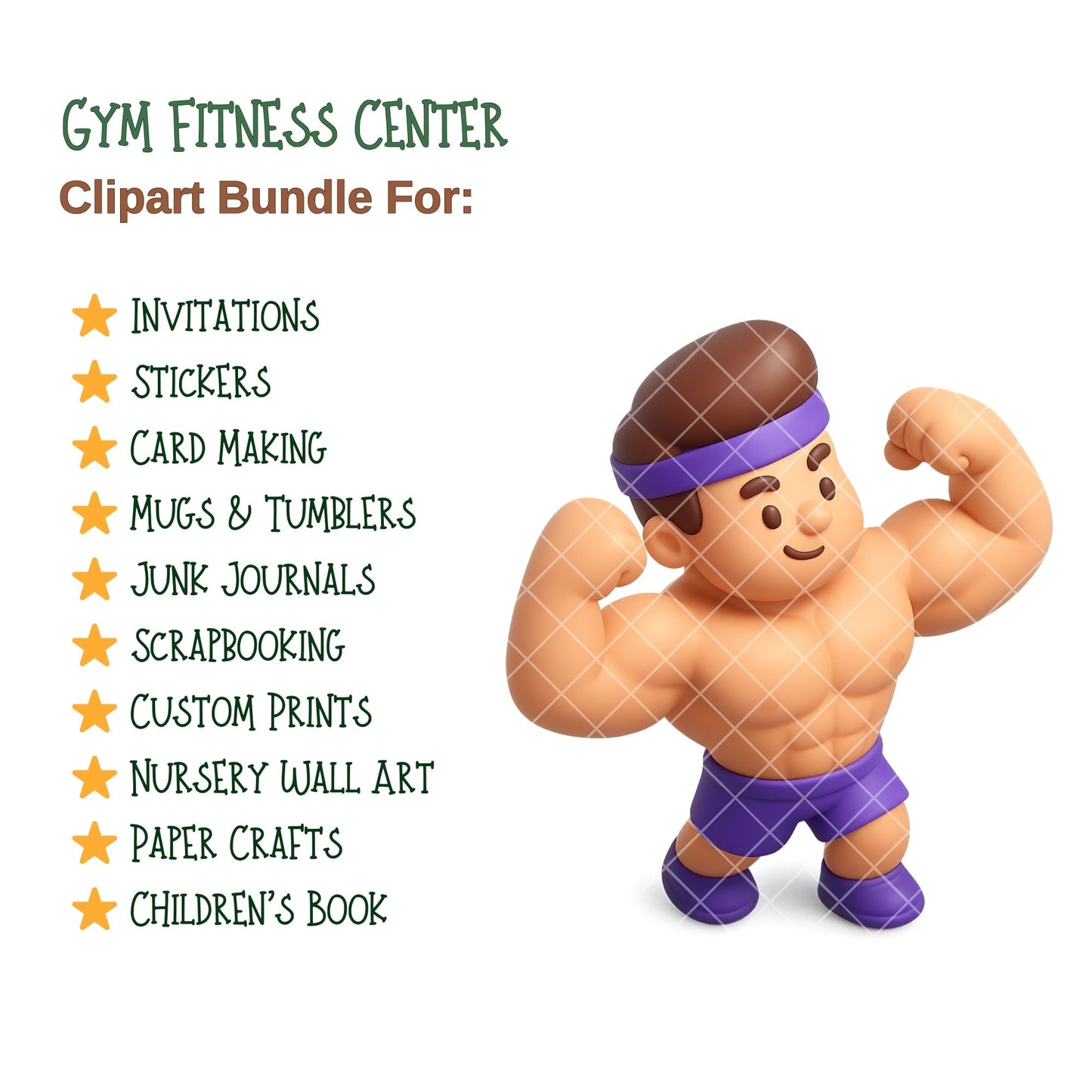 Gym Fitness Clipart PNG | Workout & Exercise Illustrations | Fitness Center Graphics | Gym Trainer Art | Commercial Use