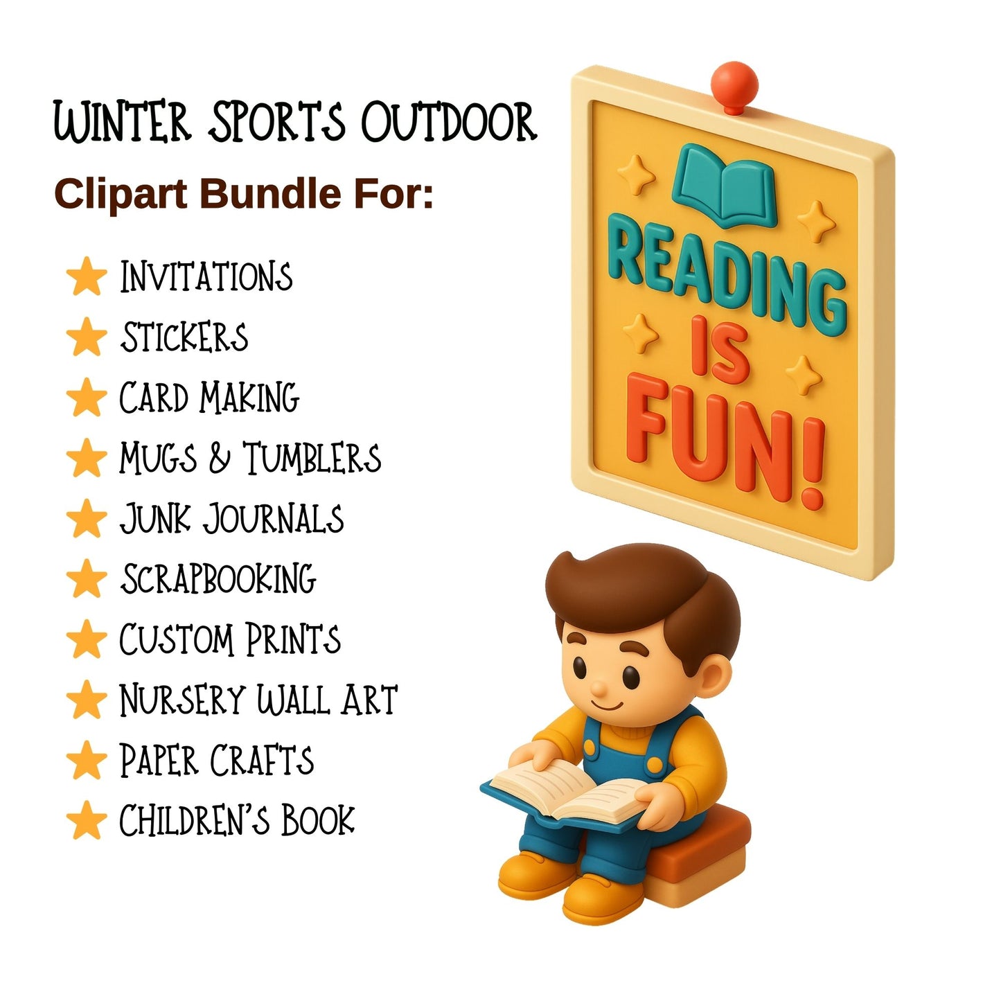 Library Bookstore Clipart – Cozy Reading PNG Set, Books & Bookshelves, Classroom & Teacher Graphics (62 Files)