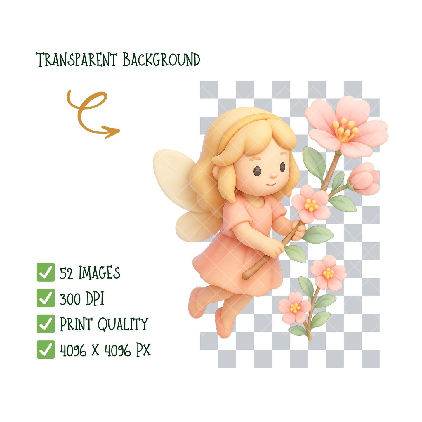 Fairy Garden Clipart PNG | Floral Fairytale Spring Garden | Fairies Flowers Trees | Nursery & Kids Crafts | Commercial Use