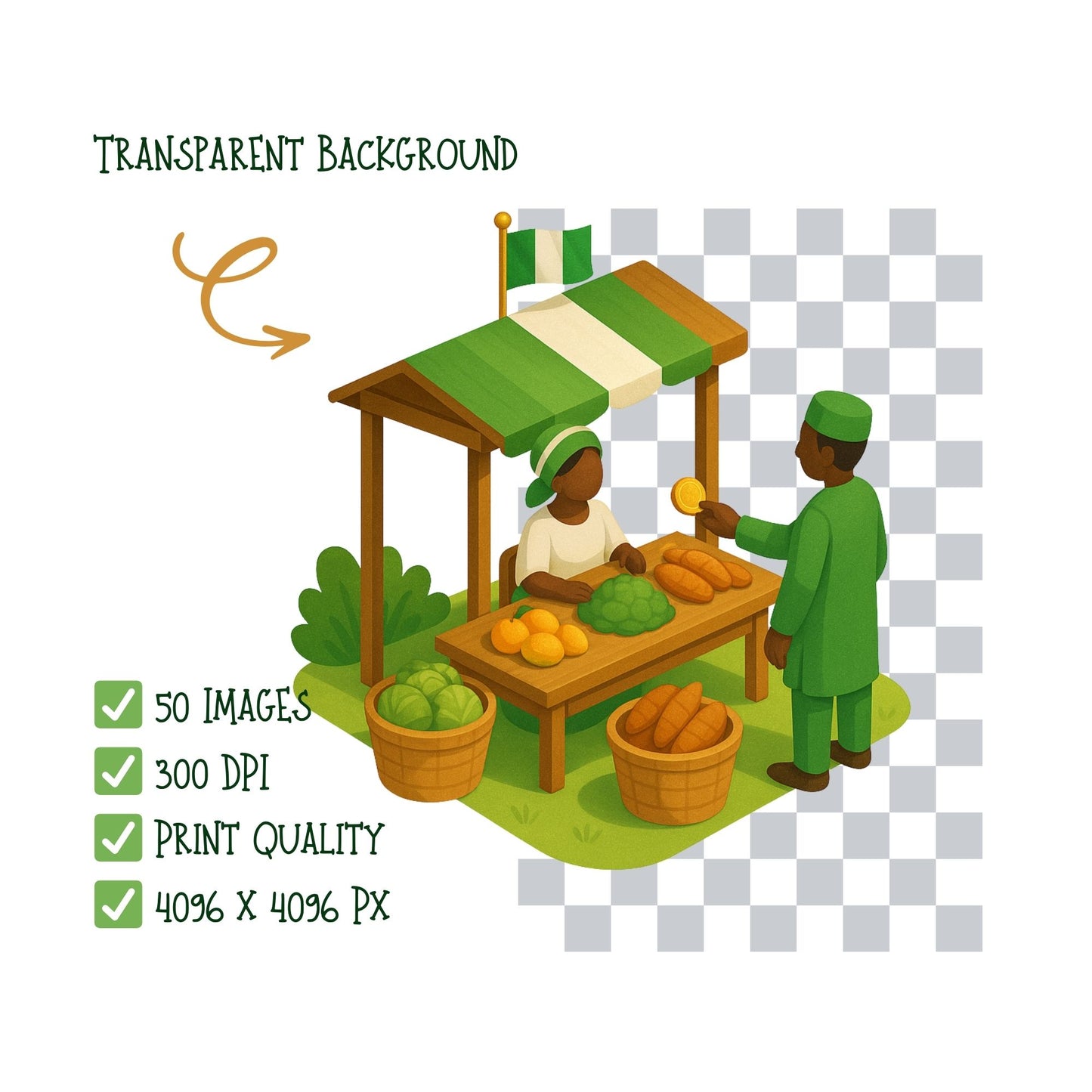 Nigeria 3D Clipart PNG – African Culture & Heritage Illustrations (50 Files)