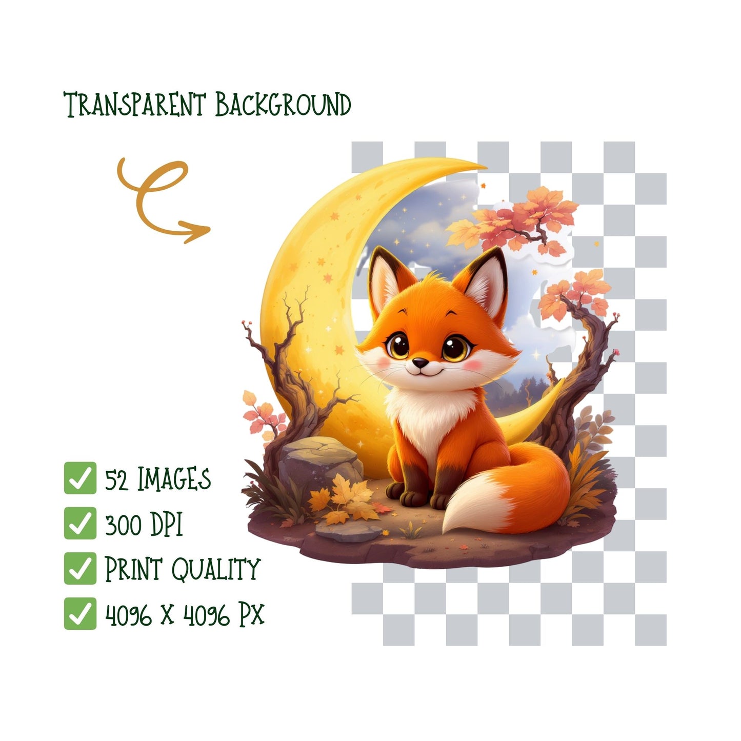 Fox 3D Clipart PNG | Woodland Animal Clipart | Isometric Fox PNG | Cute Fox Illustration | Nursery Decor Graphics