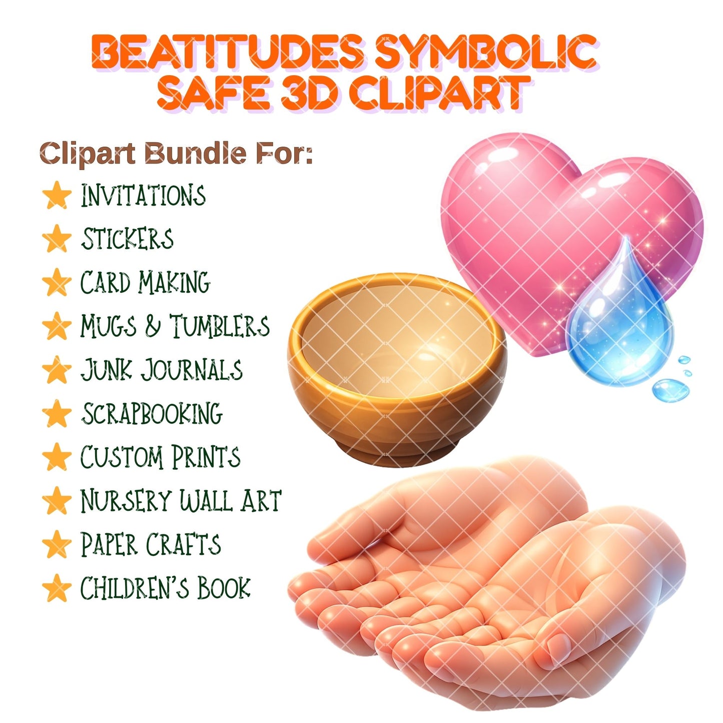 Beatitudes Clipart – 60 Christian Symbol PNG Files – Peace, Faith & Bible Study Graphics for Church Crafts