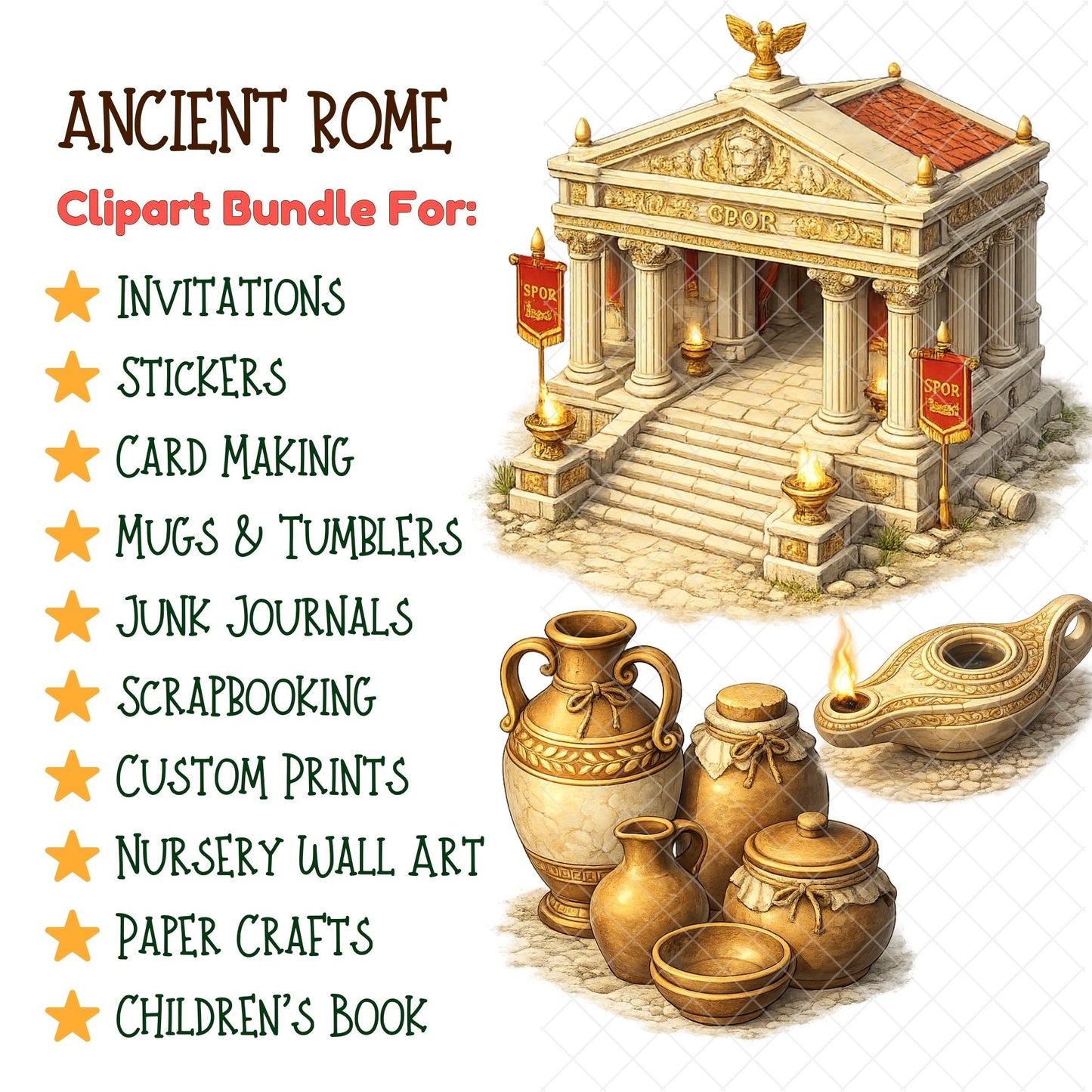 Ancient Rome 3D Clipart PNG Bundle – 55 Roman Empire Soldiers, Colosseum & History Graphics