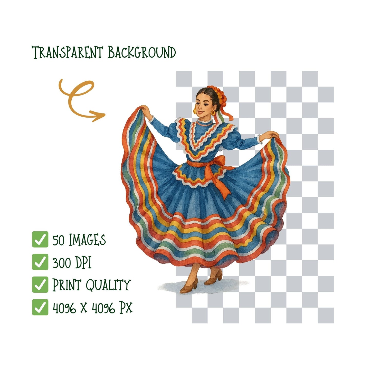Mexico Watercolor Clipart PNG | Mexican Culture Fiesta Art | Cinco de Mayo Clipart | Mexico Icons PNG | Commercial Use