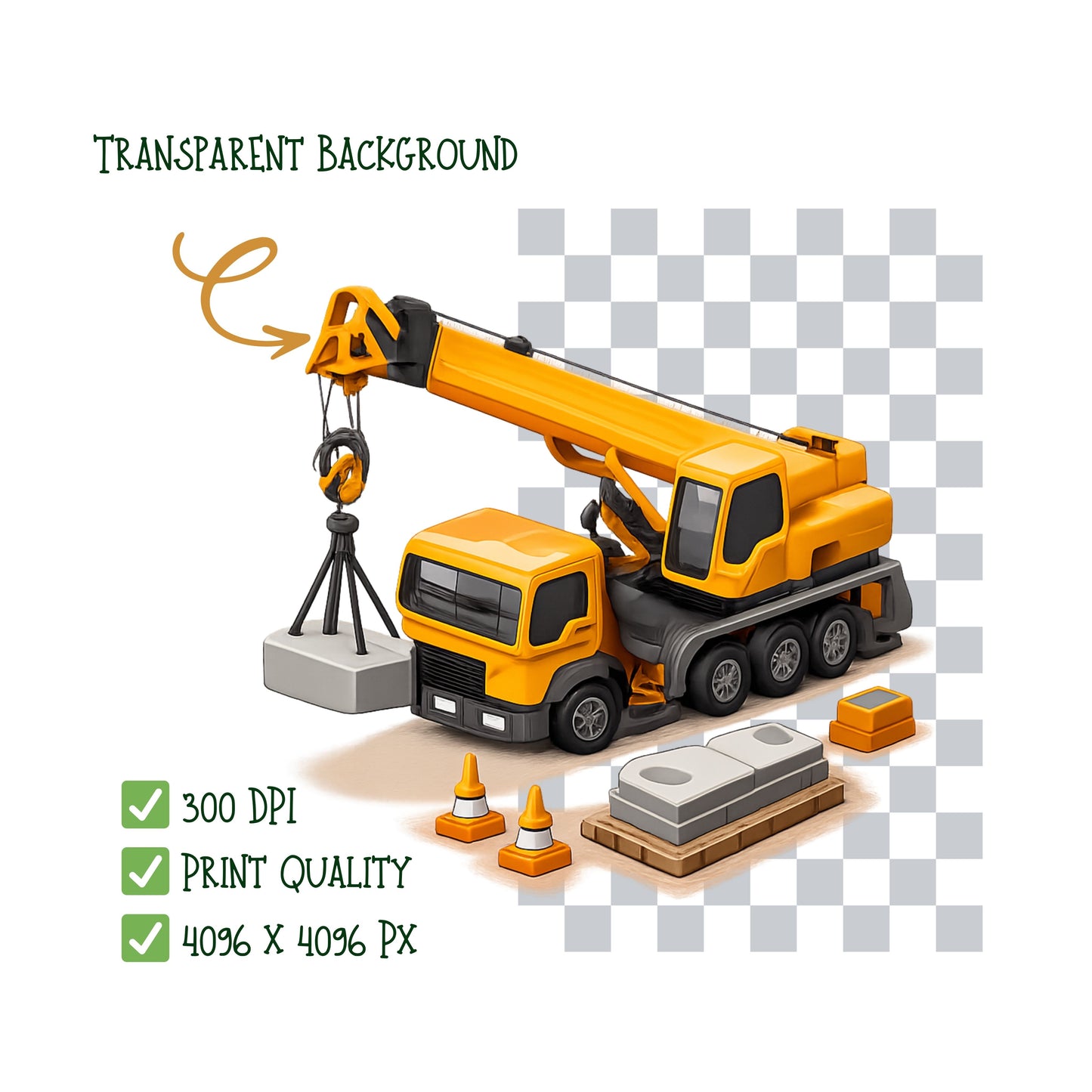 Construction Site 3D Isometric Clipart PNG | Heavy Machinery & Builder Tools | Kids Construction Graphics | Educational Clipart | Commercial Use