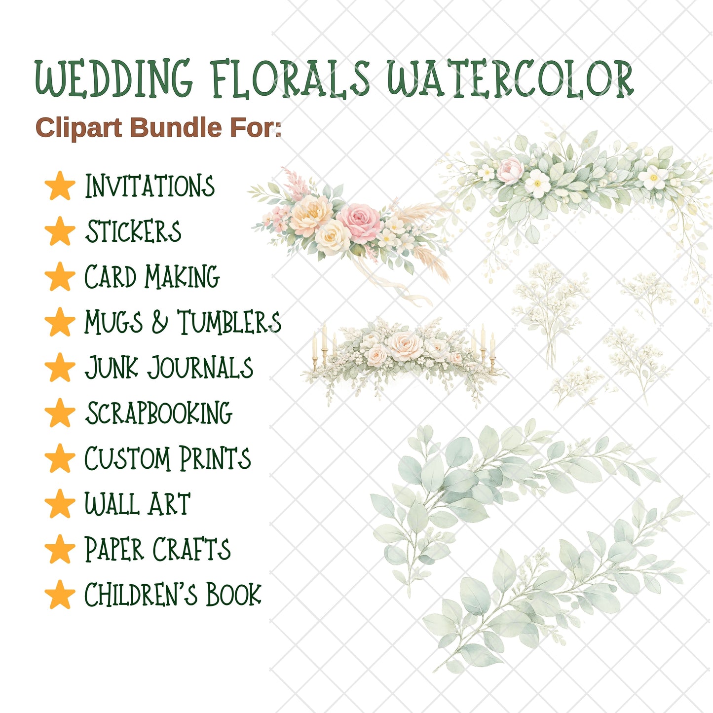 Wedding Floral 3D Clipart PNG Bundle – 51 Romantic Bouquets, Arches & Pastel Flower Arrangements