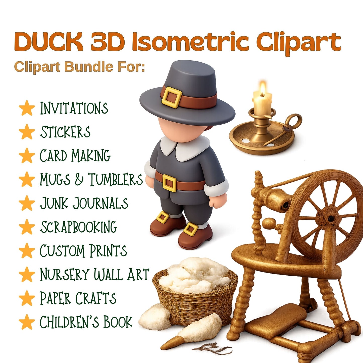 Duck Clipart Bundle – 3D Isometric PNGs (40 Files) – Cute Yellow Ducks, Nursery Art, Baby Shower & Sublimation Design