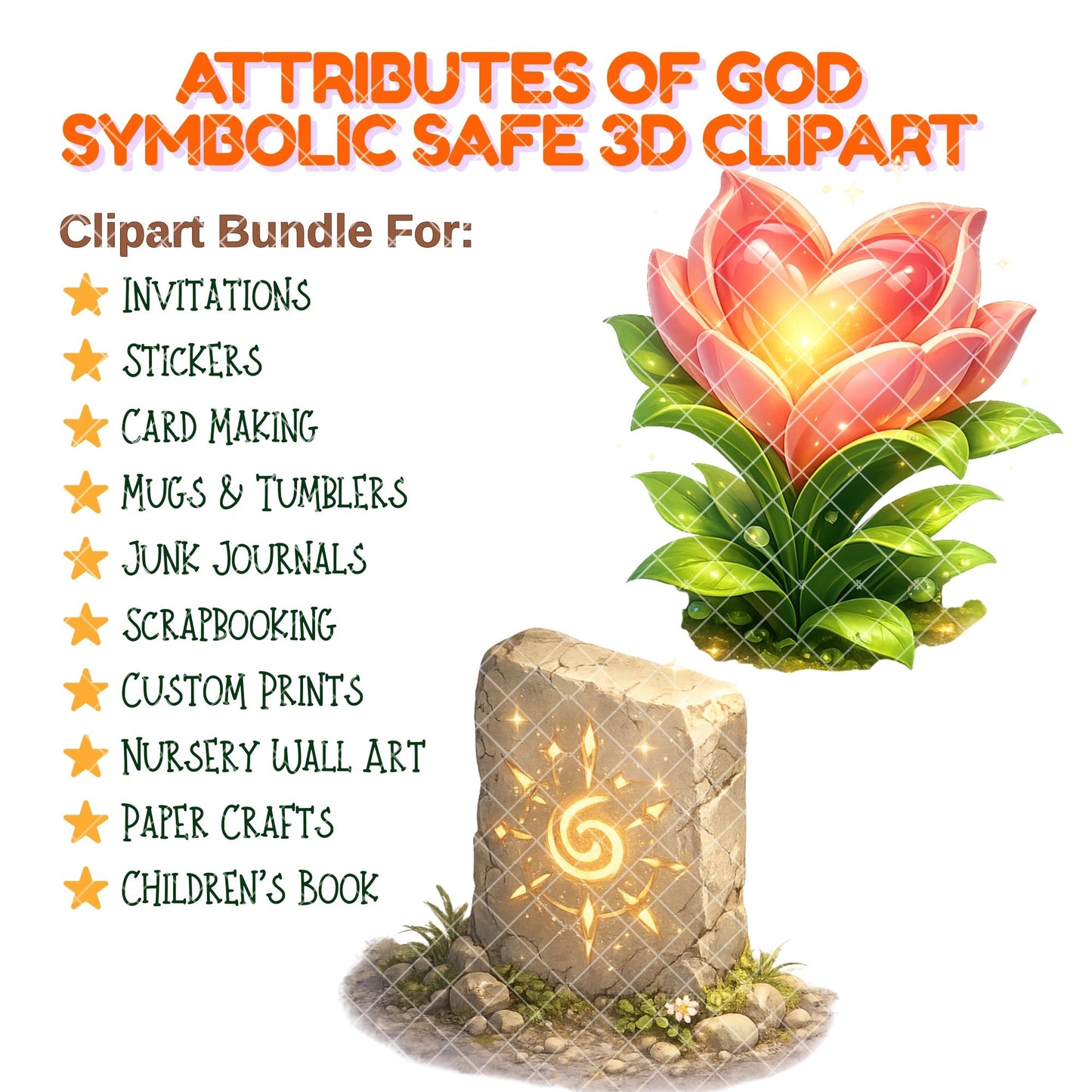 Attributes of God Clipart – 60 Christian Symbol PNG Files – Faith & Bible Study Graphics for Church Crafts