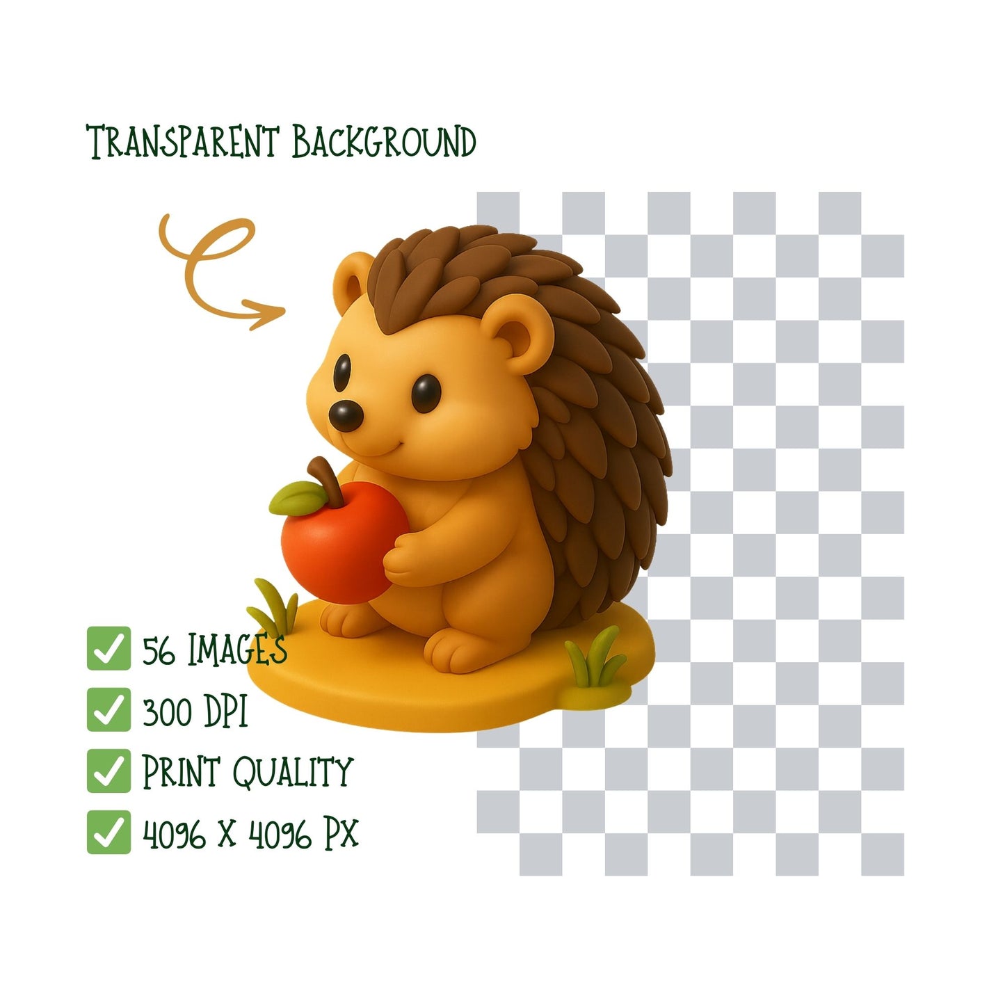 Thanksgiving Animal Clipart, Autumn Harvest PNG Bundle, Cute Fall Animals Pumpkins Leaves, Cozy 3D Art (56 PNG)