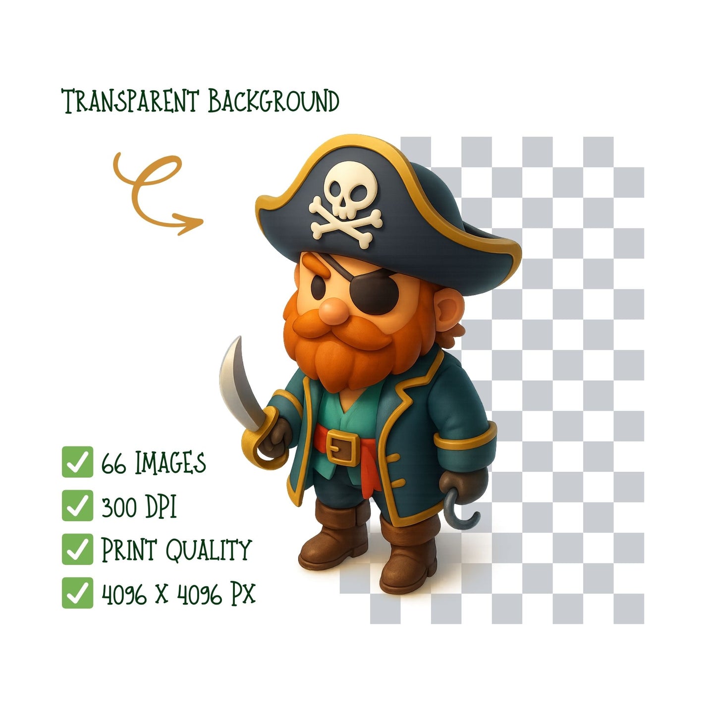 Pirate Clipart 3D – Pirate Ship, Treasure & Island PNG | Kids Party, Game Assets & Adventure Art (66 Files)