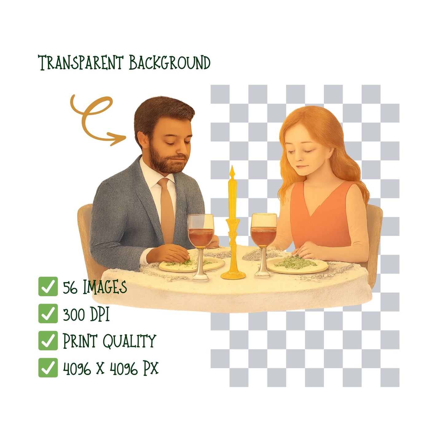 Festive Dinner Watercolor Clipart – Elegant Tablescape PNG Set, Holiday Meal & Family Dinner Art, Celebration Dining Clipart, 56 PNG Files