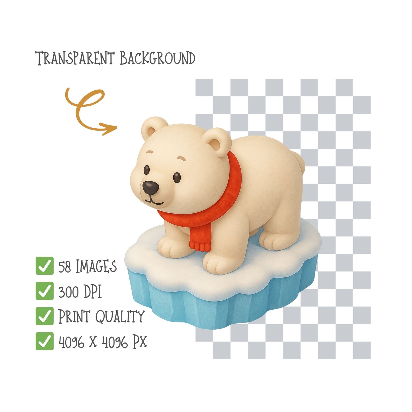 Winter Animal Clipart – Watercolor Snow PNG Bundle, Cute Christmas Animals, Cozy Winter Graphics (58 Files)