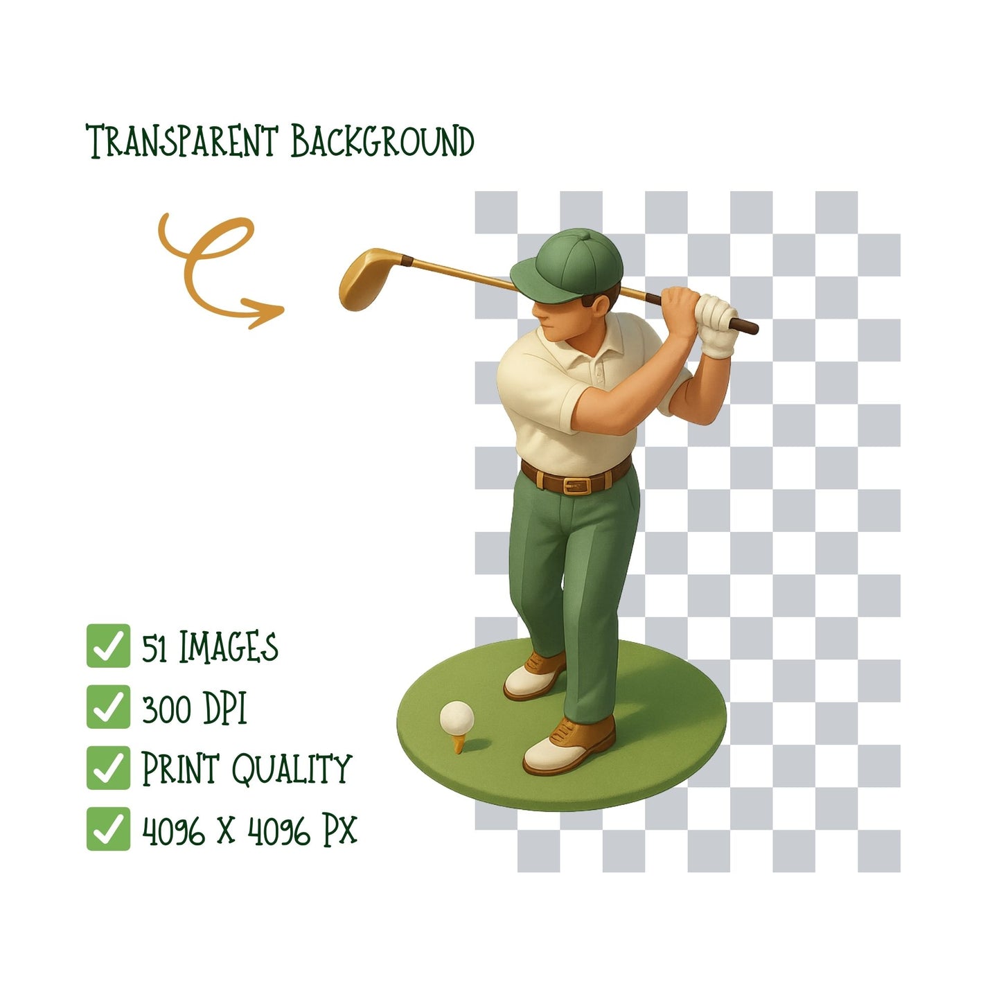 Golf 3D Clipart PNG | Isometric Golf Illustrations | Country Club Clipart | Sports PNG Bundle | Commercial Use