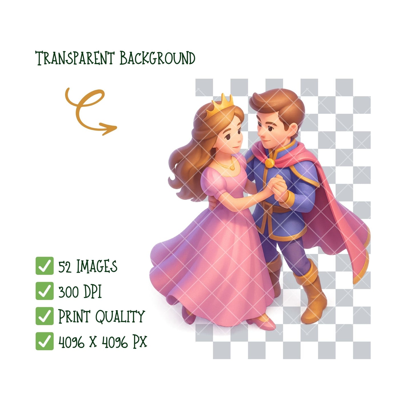 Princess Clipart PNG | Fantasy Fairytale Kingdom | Unicorn Castle Princess Art | Magical Princess PNG | Commercial Use