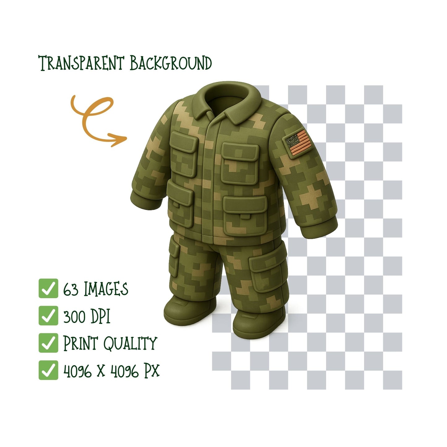 Military 3D Clipart PNG | Army Isometric Clipart | Camouflage Military Graphics | Army Game Assets | Commercial Use