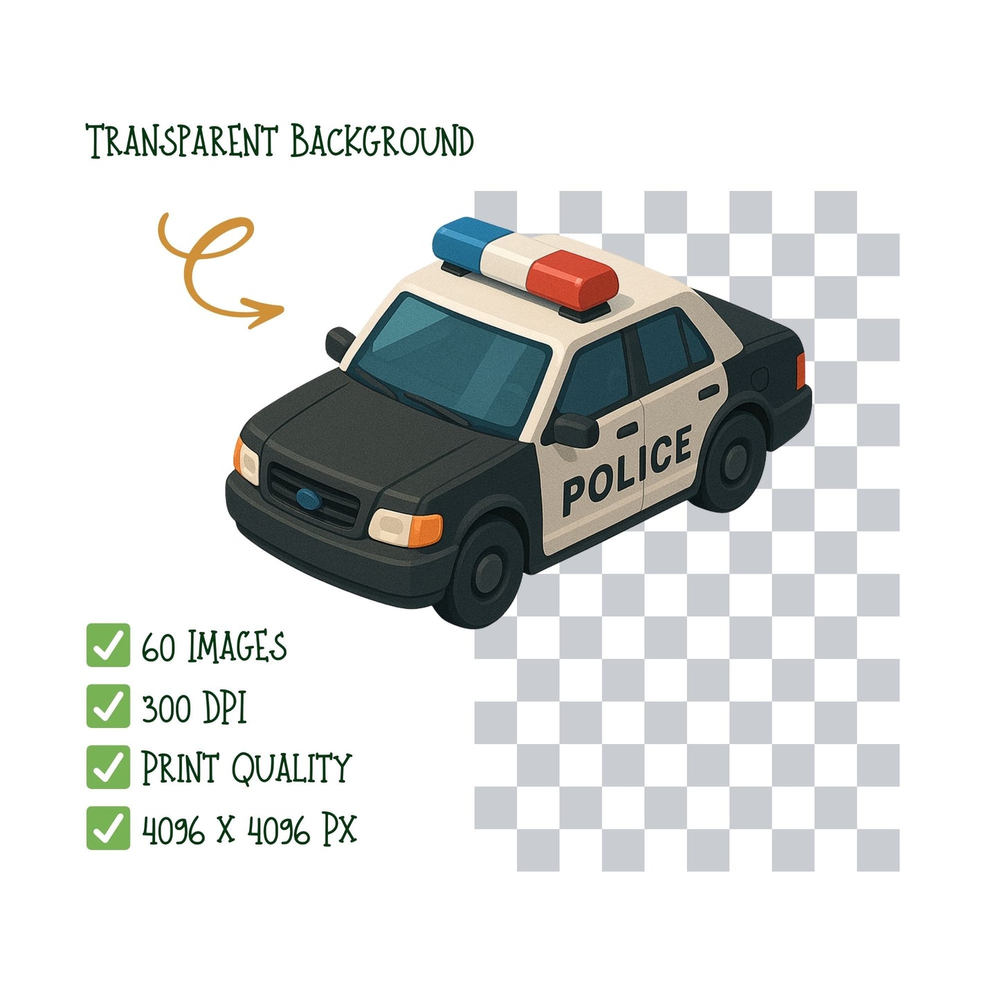 3D Police Clipart Set – Law Enforcement PNG Illustrations, Police Station, Officers, Patrol Cars & Safety Education Art (60 PNG)