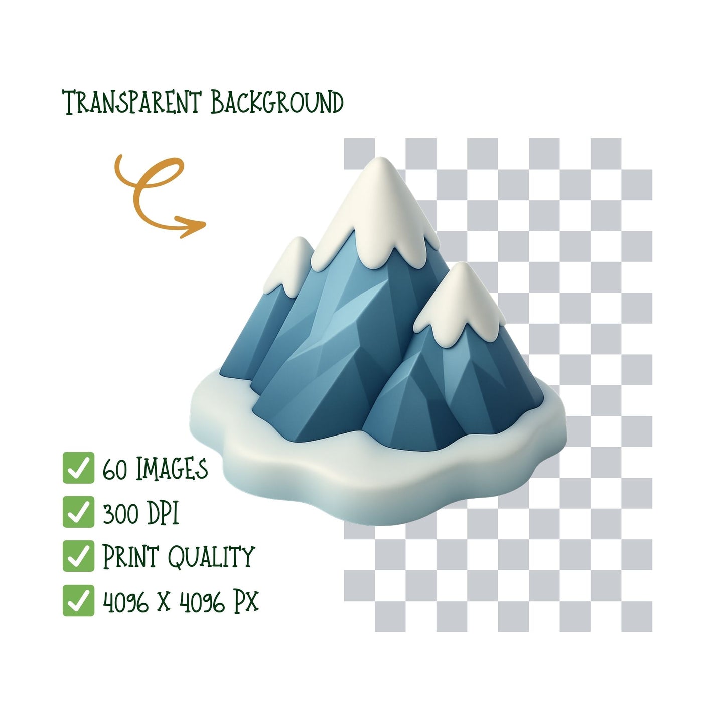 Winter Sports Clipart – 3D Snow Activities PNG, Kids Skiing & Ice Skating, Winter Clipart Bundle (60 Files)