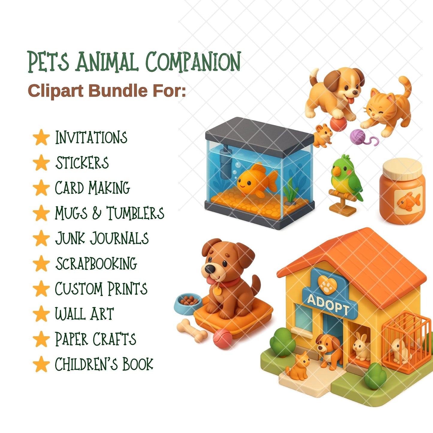 Pet Care 3D Clipart – 66 PNG Vet, Grooming & Animal Graphics | Dogs, Cats, Adoption, Animal Care