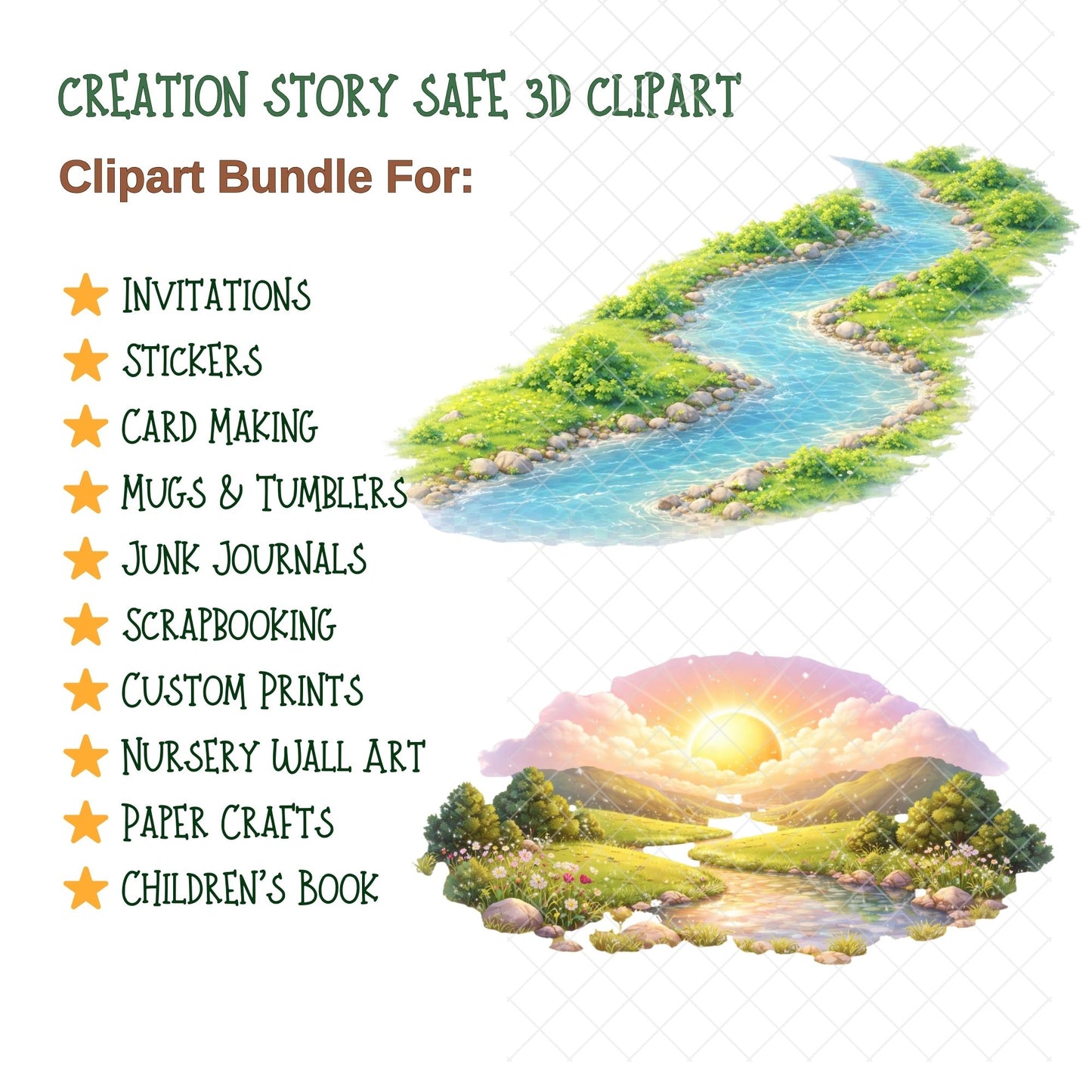 Creation Story Clipart – 60 Biblical PNG Files – Genesis Bible Lesson Graphics for Sunday School & Christian Homeschool