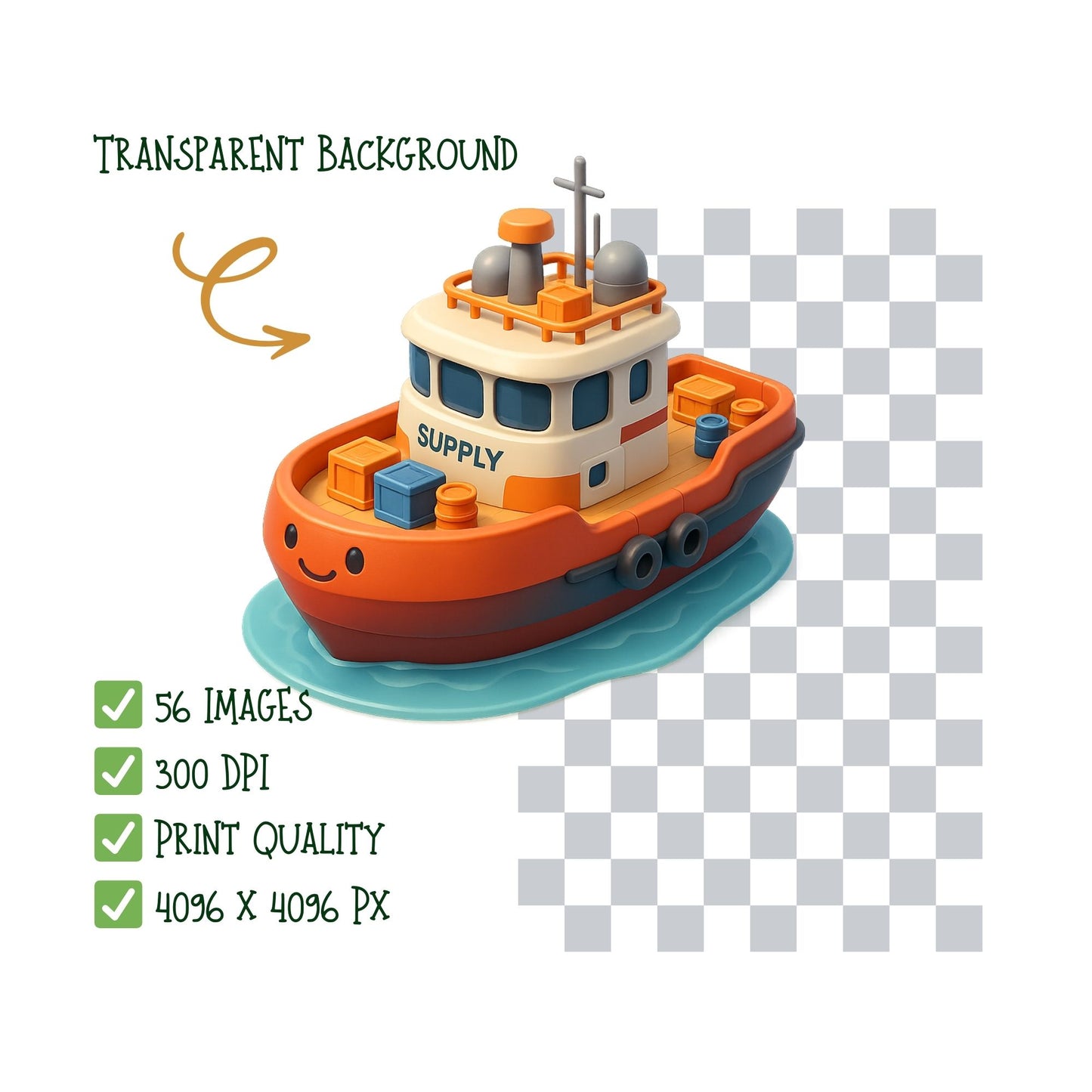 3D Boat Clipart Bundle – Isometric Ship, Yacht & Submarine PNG Set, Aquatic Transportation Graphics, Nautical Vehicles, 56 PNG Files