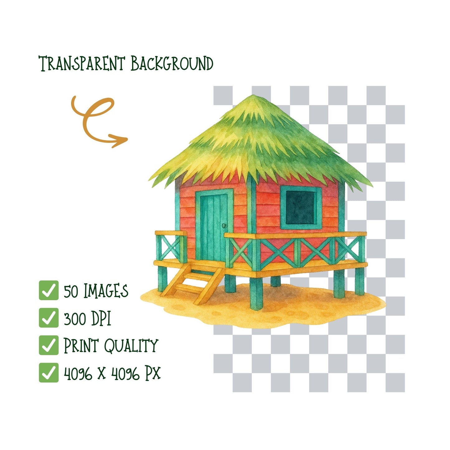 Tropical Pets Watercolor Clipart PNG – Cute Summer Dogs Cats Beach Animals (50 PNG)