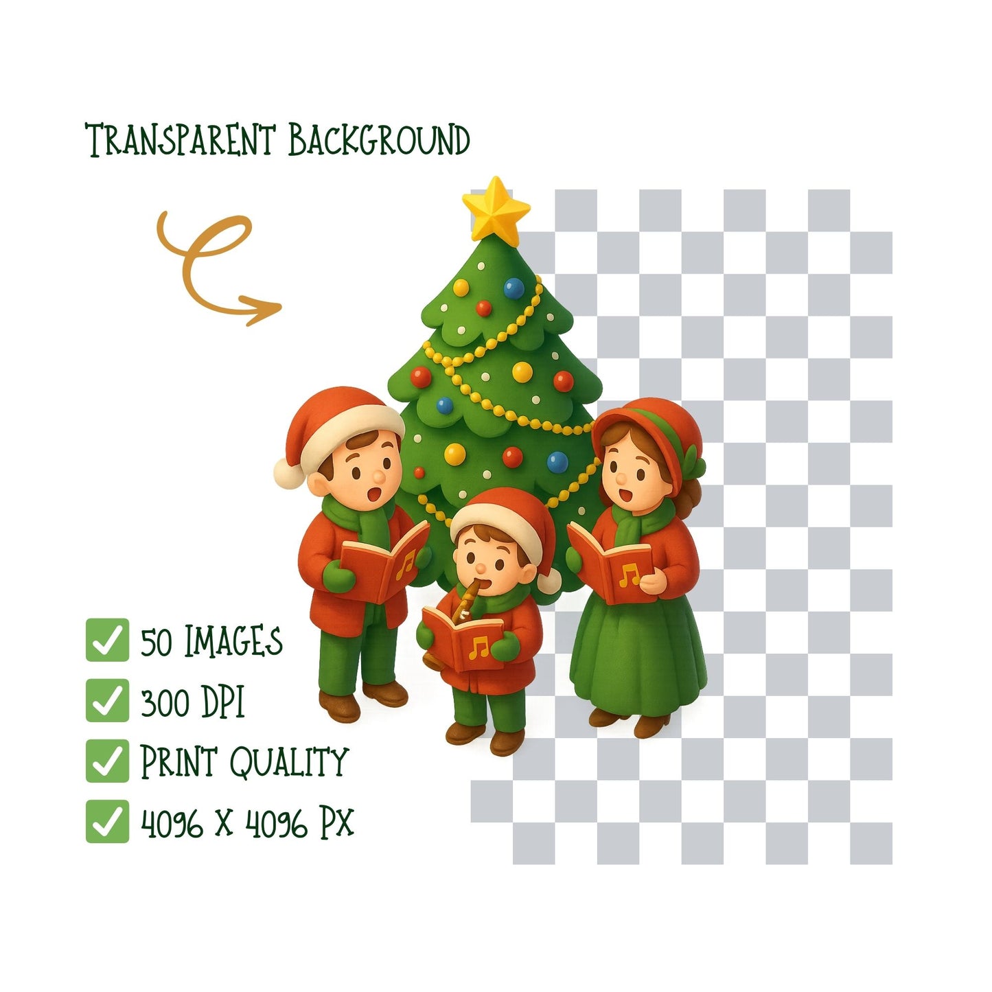 Christmas Carolers 3D PNG Bundle – Festive Music Clipart, Holiday Choir & Musicians, Winter Caroling Art, 50 PNG Files