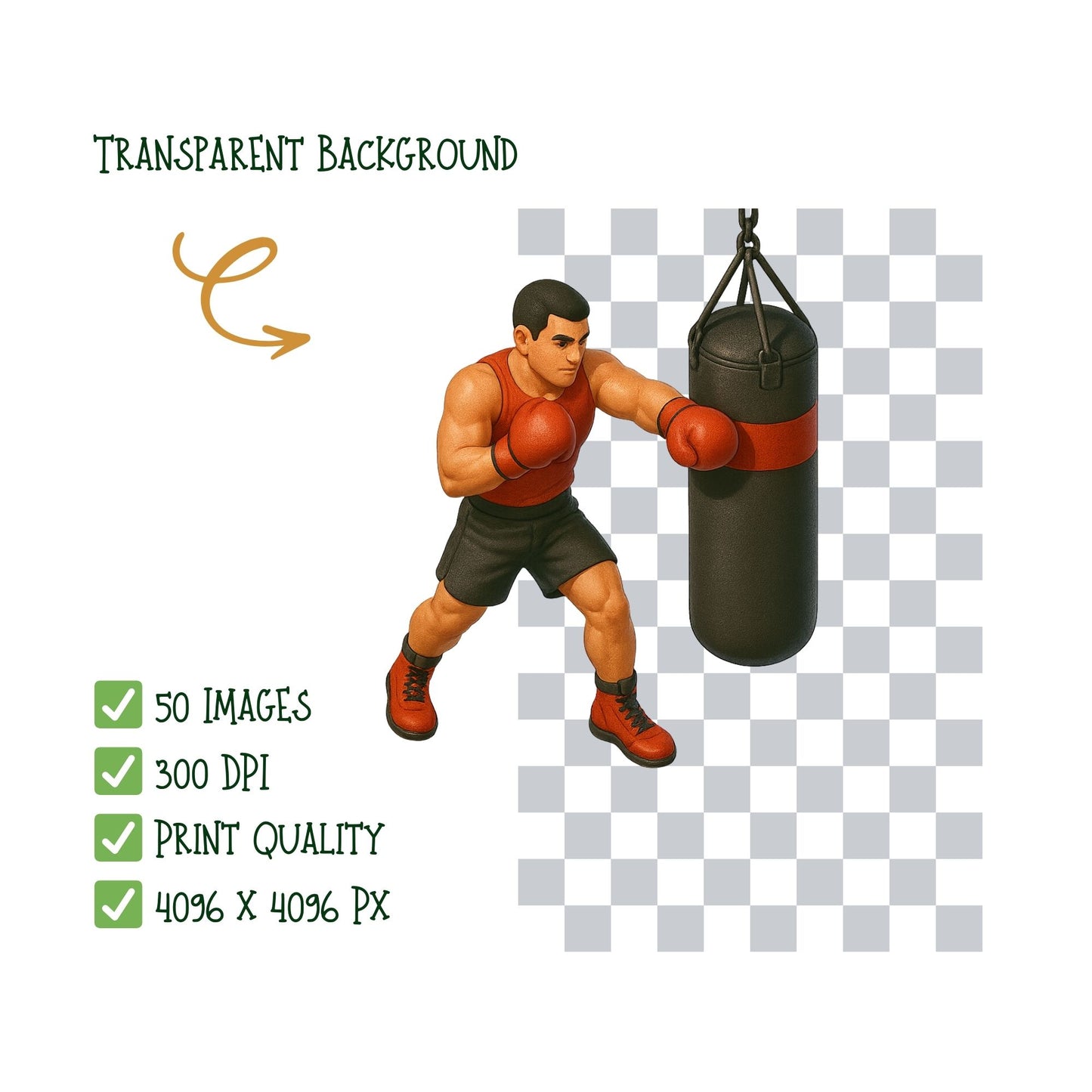 Martial Arts Boxing 3D Clipart PNG | MMA Karate Isometric Illustrations | Gym Sports Clipart | Training Graphics | Commercial Use