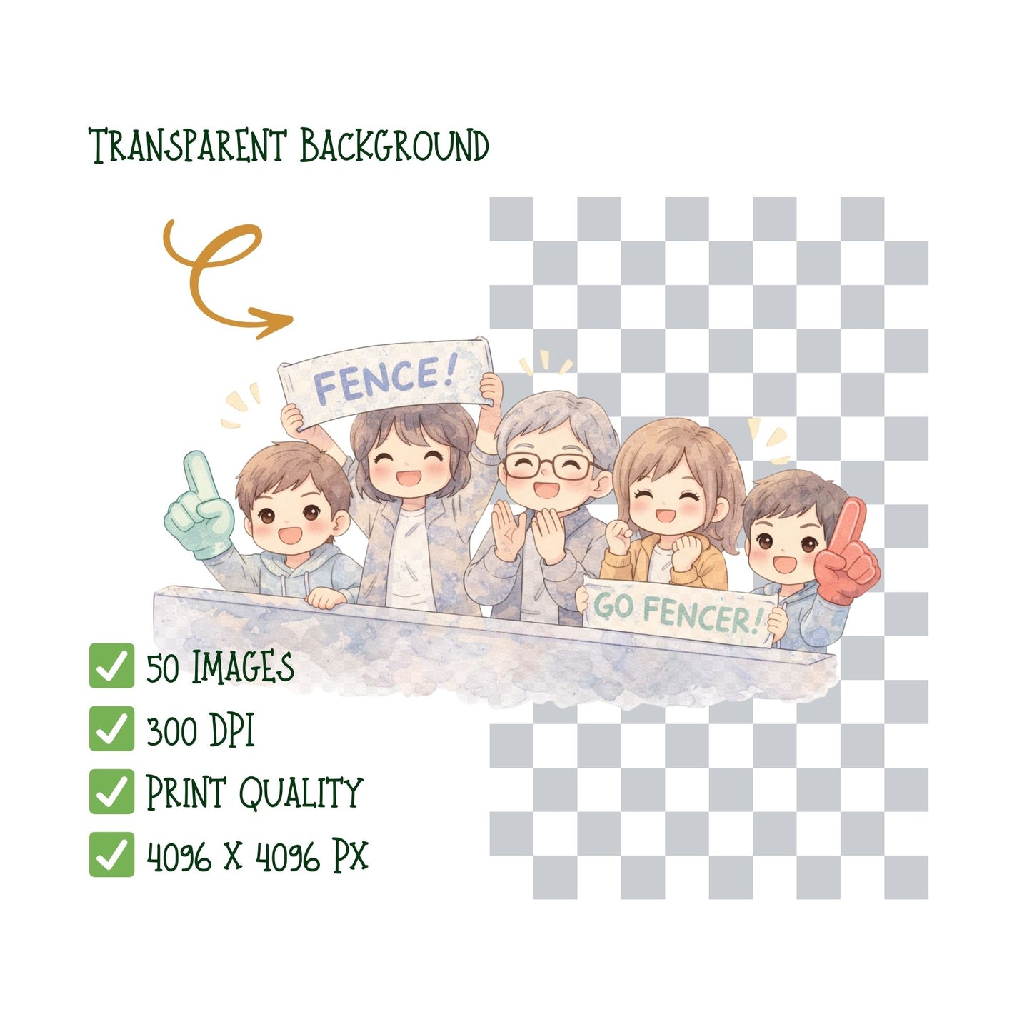 Fencing Watercolor PNG Clipart – Cute Fencers, Gear & Swords (50 Files)