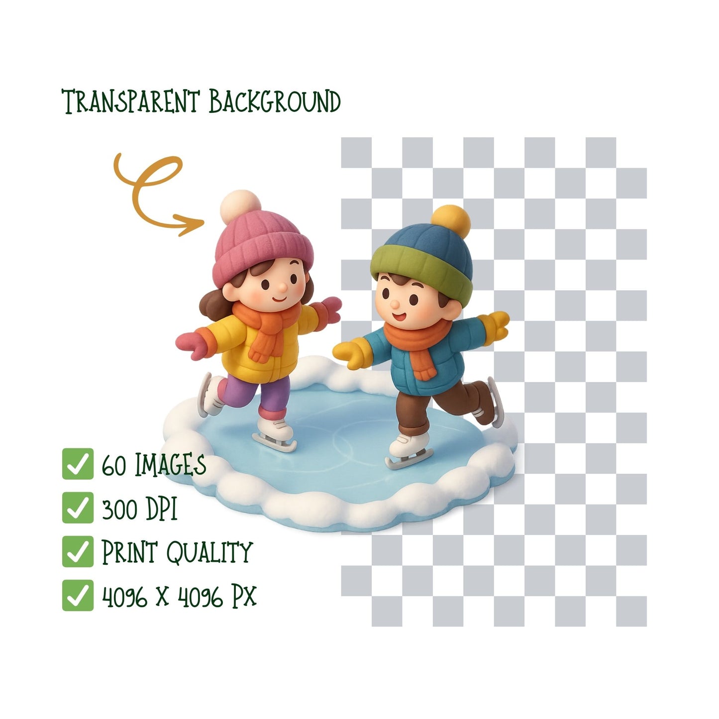 Winter Village Clipart PNG – Snowy Town, Castle & Park | Winter Wonderland 3D Landscape Art (60 Files)