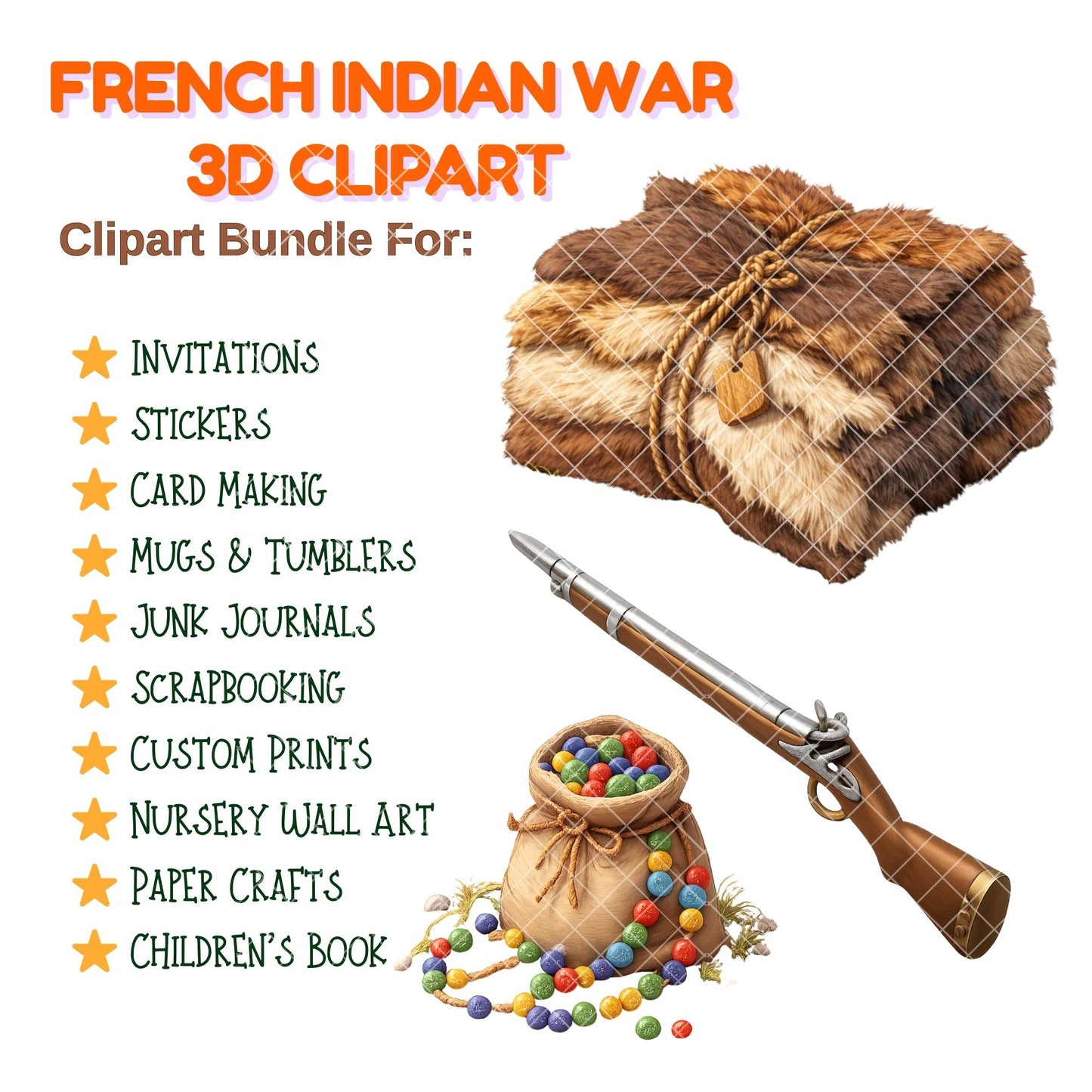 French and Indian War Clipart – 56 Colonial America PNG Files – Redcoat Soldiers, Forts & History Classroom Graphics