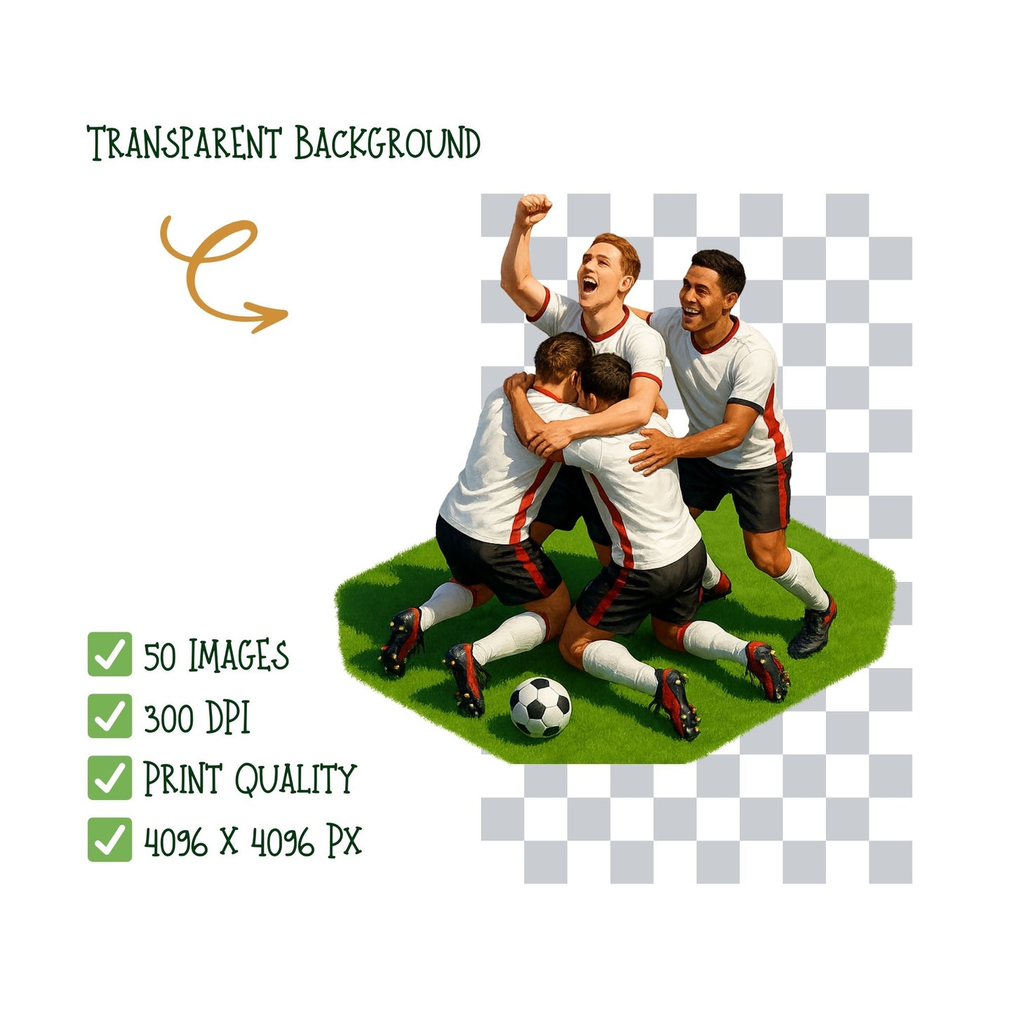 Soccer 3D Clipart PNG | Football Isometric Players & Fans | World Cup Clipart | Sports PNG Bundle | Commercial Use