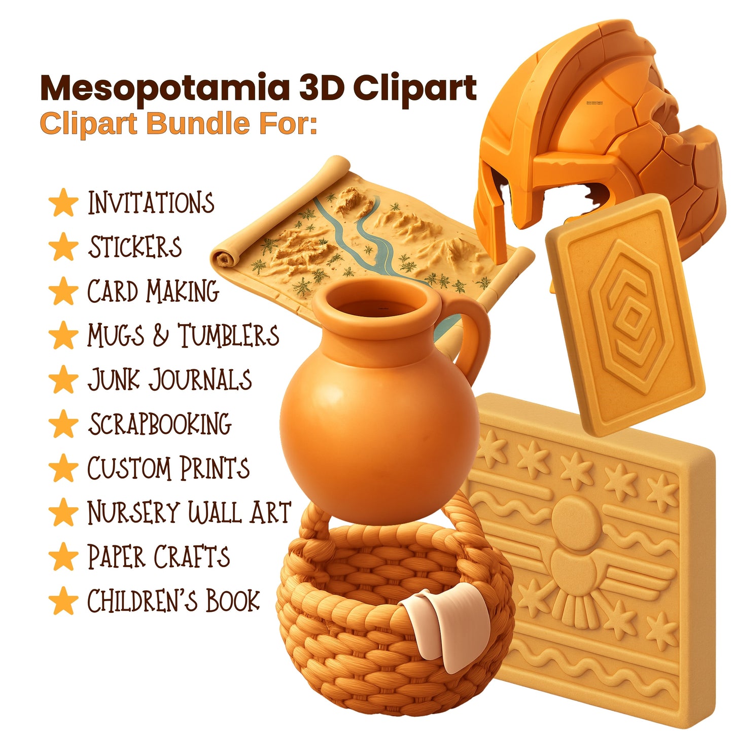 Mesopotamia 3D PNG Clipart Bundle – Ancient Civilization History Art (50 Files)