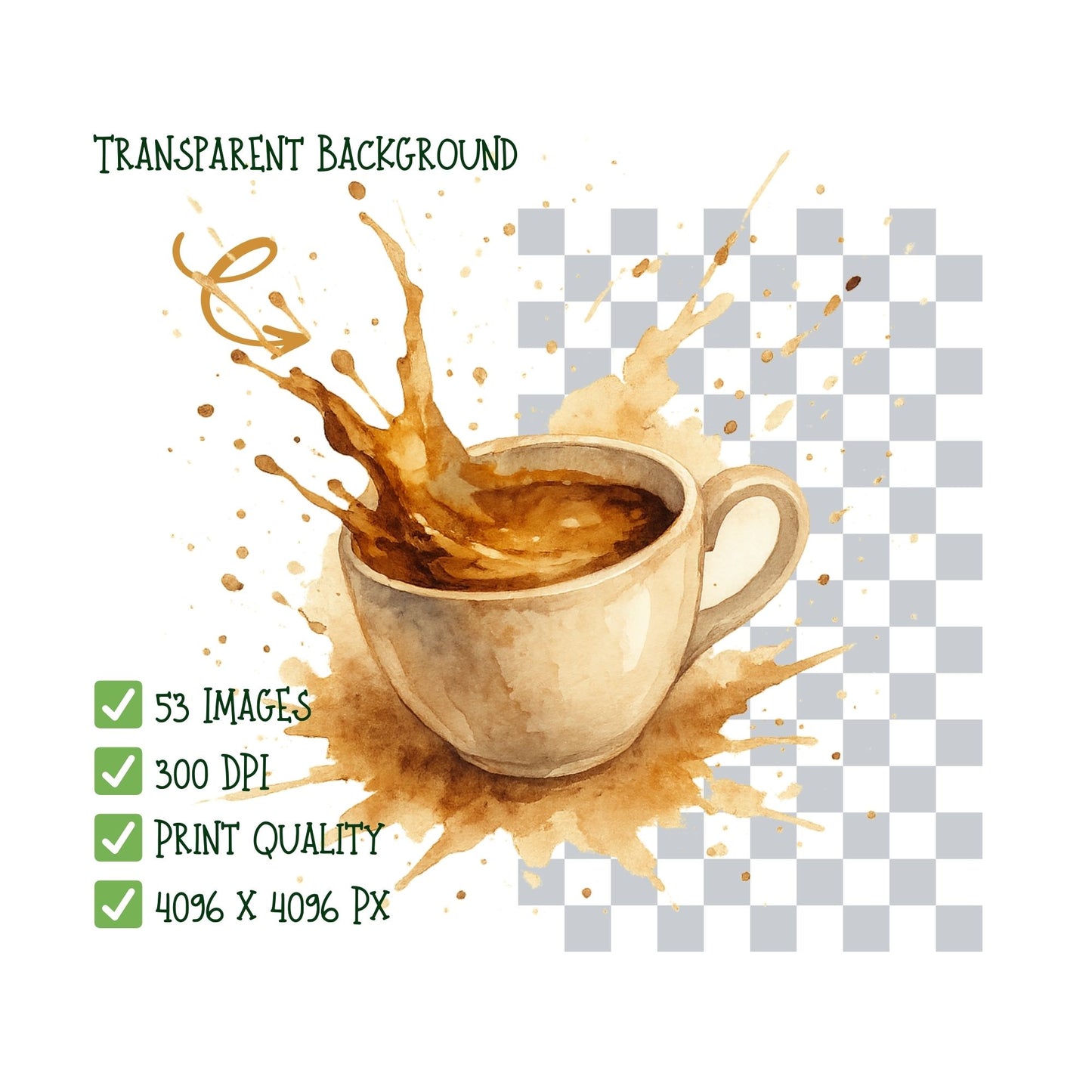 Watercolor European Cafe Clipart – Coffee & Croissant PNG Set, Paris Cafe Pastry Illustrations (53 Files)