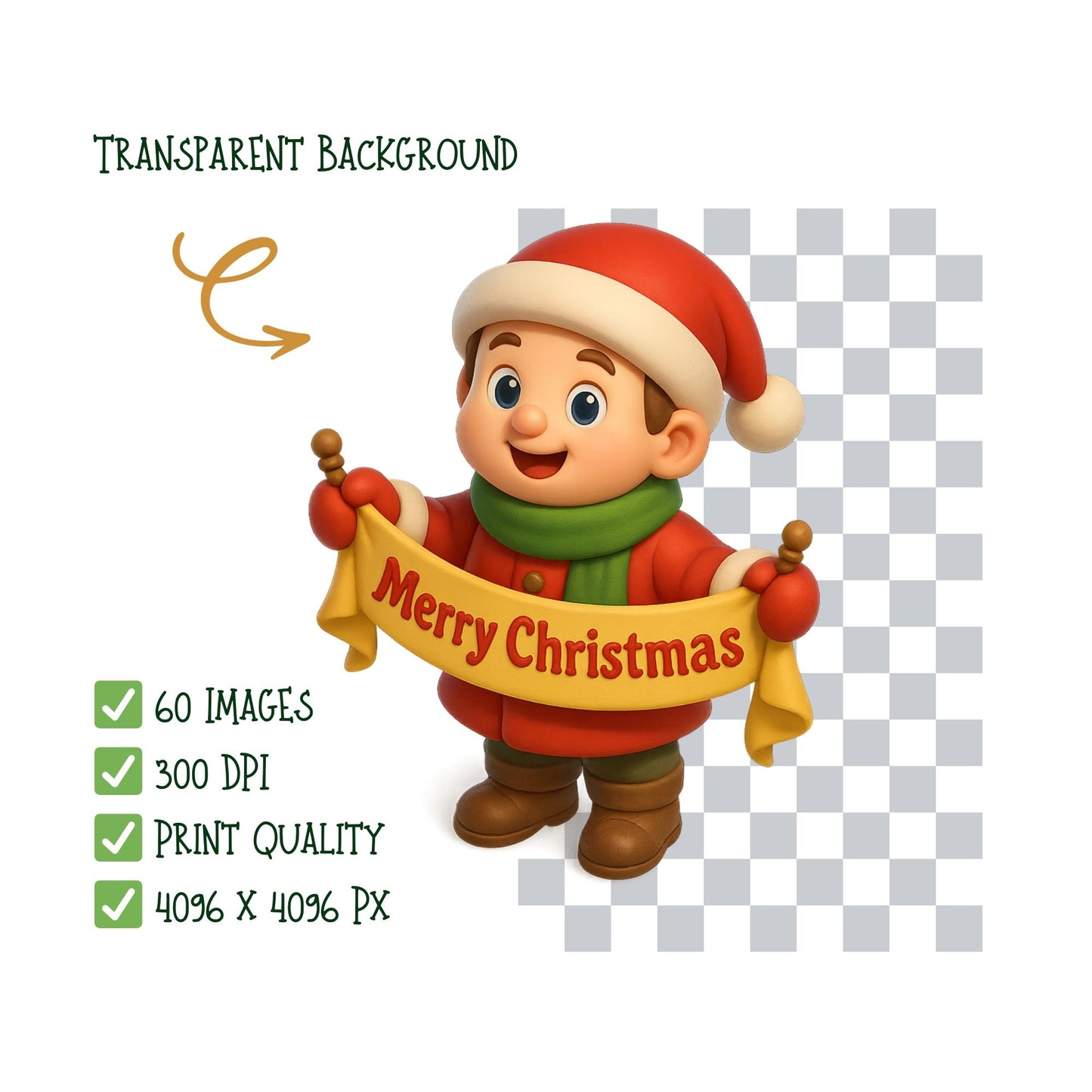 Christmas Carolers Clipart, 3D Isometric Holiday PNG Set, Festive Music Choir, Angels & Winter Decor, 60 PNG Files