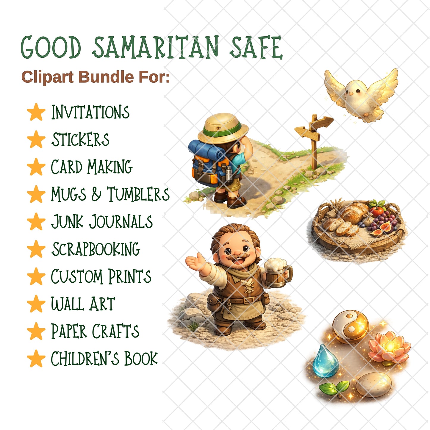 Good Samaritan 3D Clipart PNG Bundle – 60 Christian Parable Graphics for Sunday School & Bible Teaching