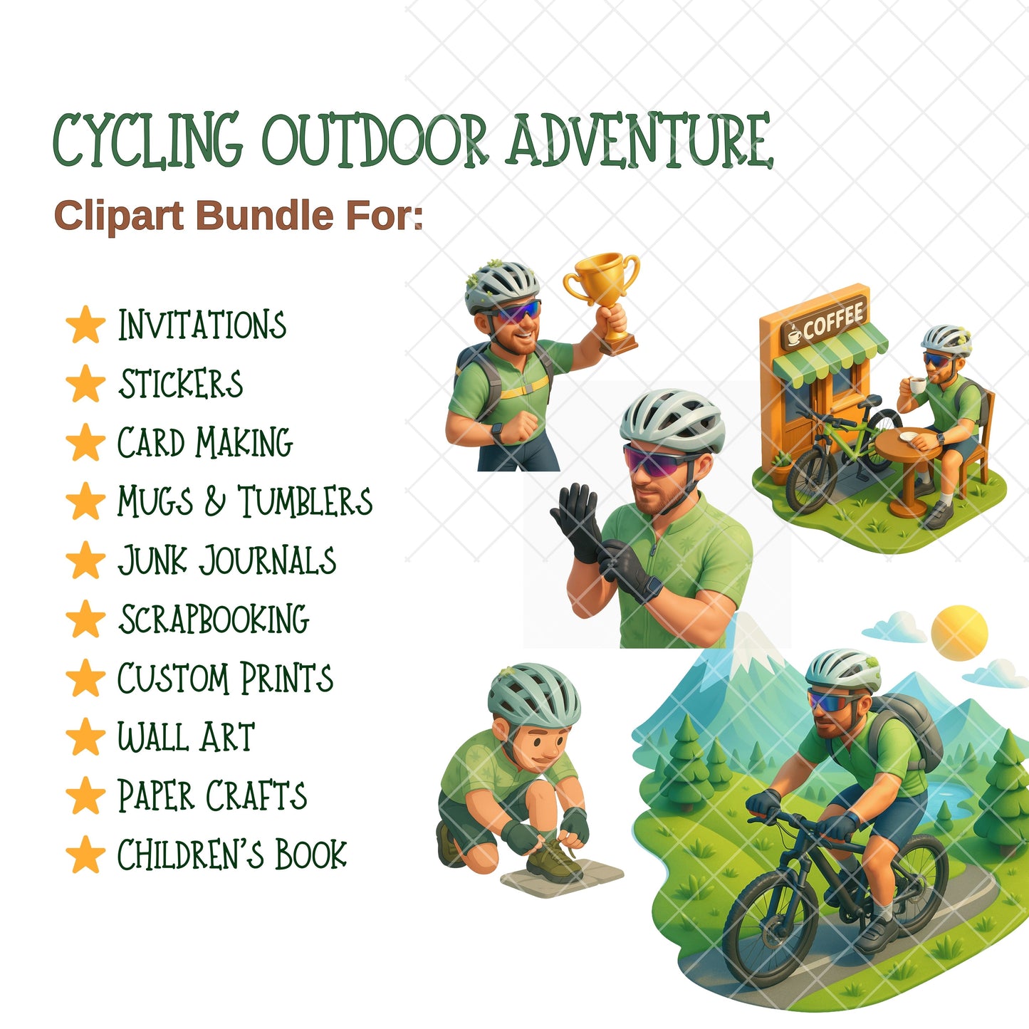 Cycling Adventure 3D Clipart PNG | Outdoor Biking, Camping & Race Graphics | Fitness Sports Isometric Art | Commercial Use