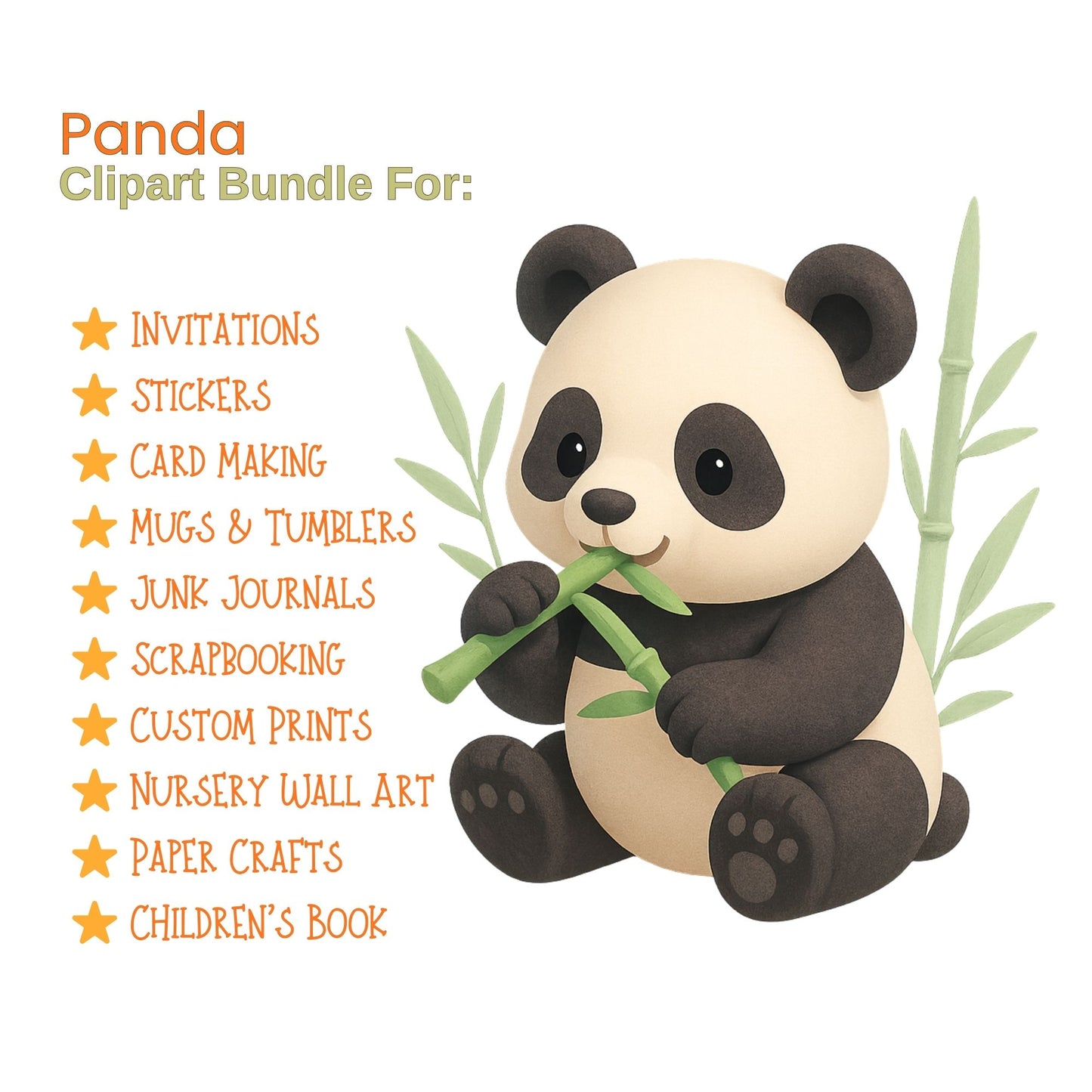 Cute Panda Clipart Bundle – 3D Isometric Panda PNG, Kawaii Animal Stickers, Planner & Sublimation Graphics, 50 PNG