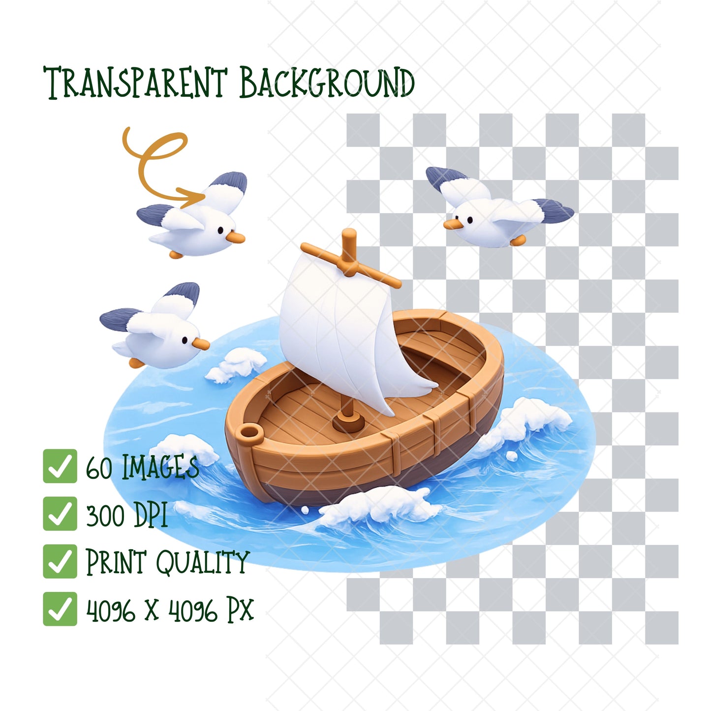 Jonah and the Whale Clipart Bundle – 3D Bible Story PNG, Christian Kids Ocean Art, Sunday School & VBS Graphics, 60 PNG