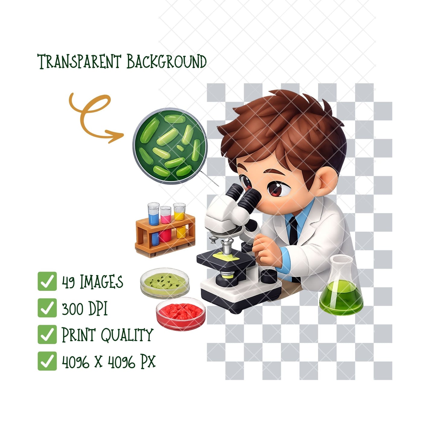 Biologist 3D Clipart Bundle – 49 Science PNG Files – STEM Classroom Decor, Lab Graphics & Nature Study Art