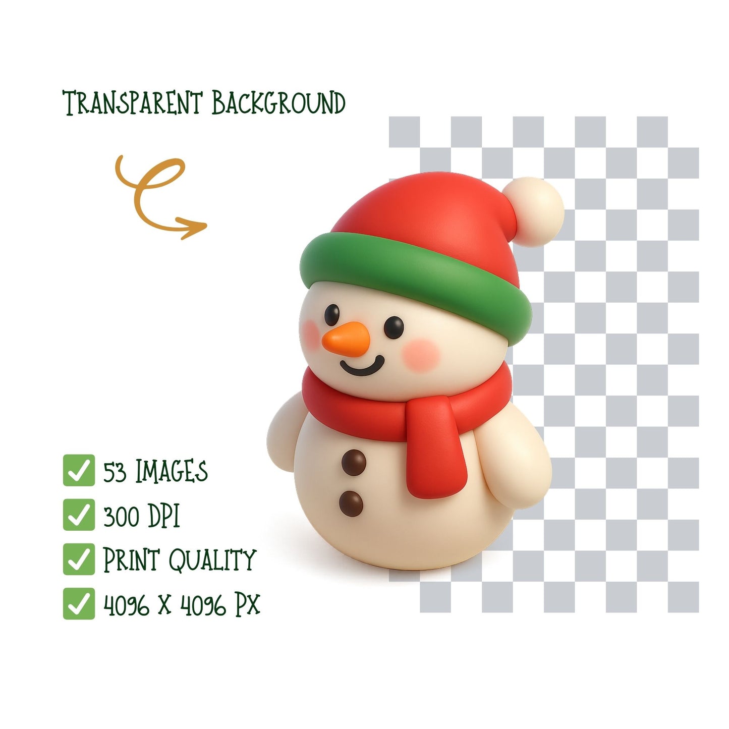Christmas & Holiday 3D Clipart – 53 PNG Santa, Winter Decor & Festive Illustrations