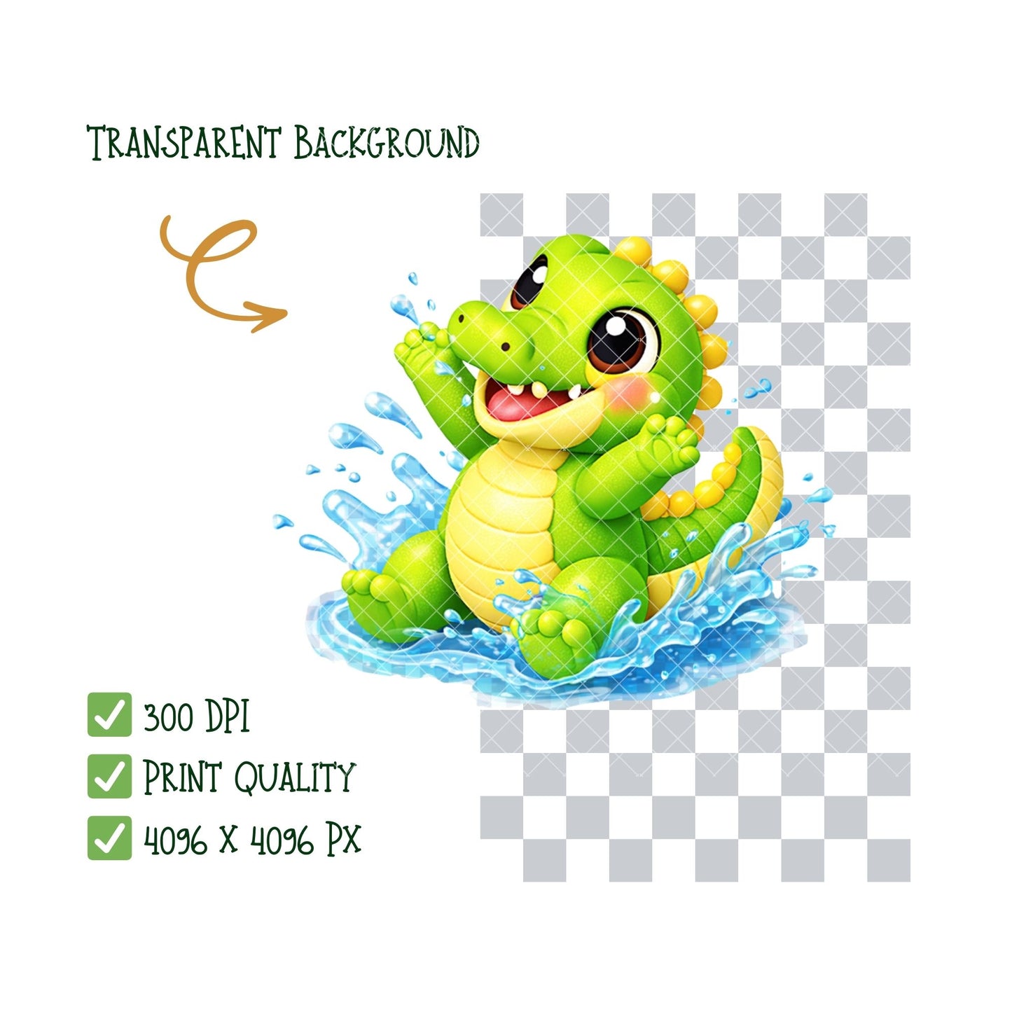 Cute Crocodile 3D Clipart – 41 Baby Croc PNG Files – Jungle Nursery Animal Graphics for Kids Crafts & Sublimation