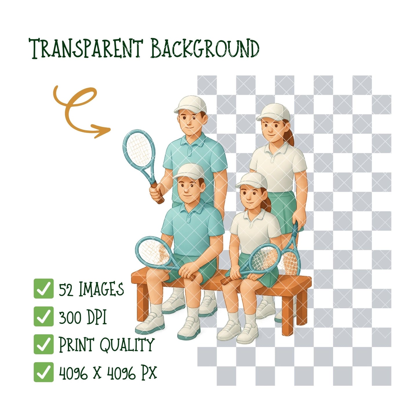 Tennis Clipart – 52 Sports PNG Files – Tennis Players, Rackets, Courts & Game Graphics