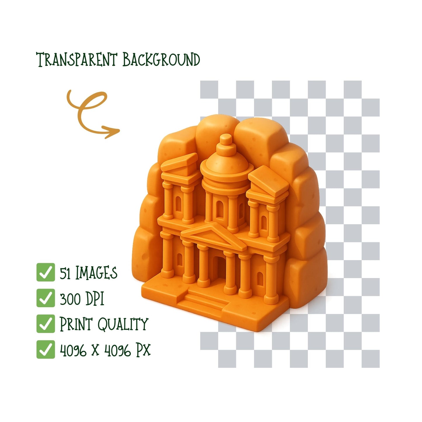 Ancient Civilizations Clipart – 3D History Landmarks PNG | Egypt, Rome, Greece, Maya, World History