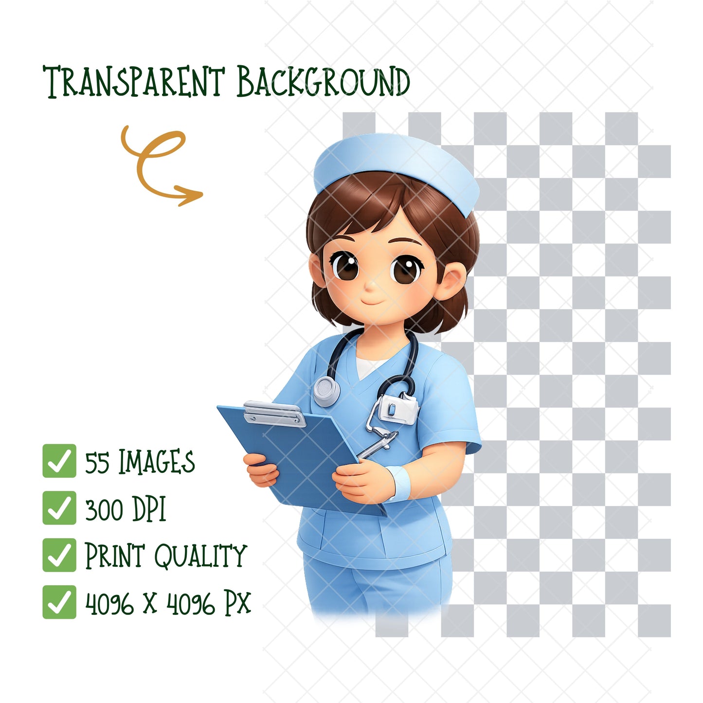 Nurse 3D Clipart Bundle – Medical Staff & Healthcare Scenes PNG, Nurse Characters, Hospital Tools, Appreciation & Education Art, 55 PNG