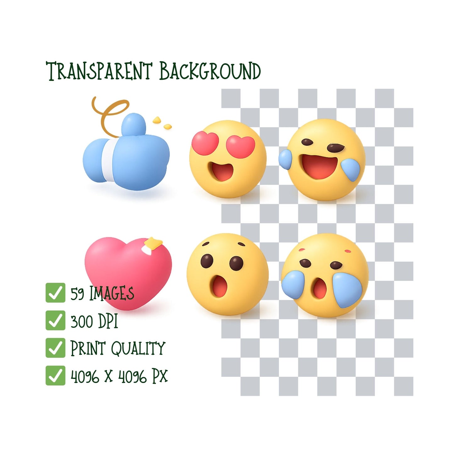 Social Media 3D Clipart PNG Bundle – 59 Influencer Icons for Likes, Followers & Content Templates