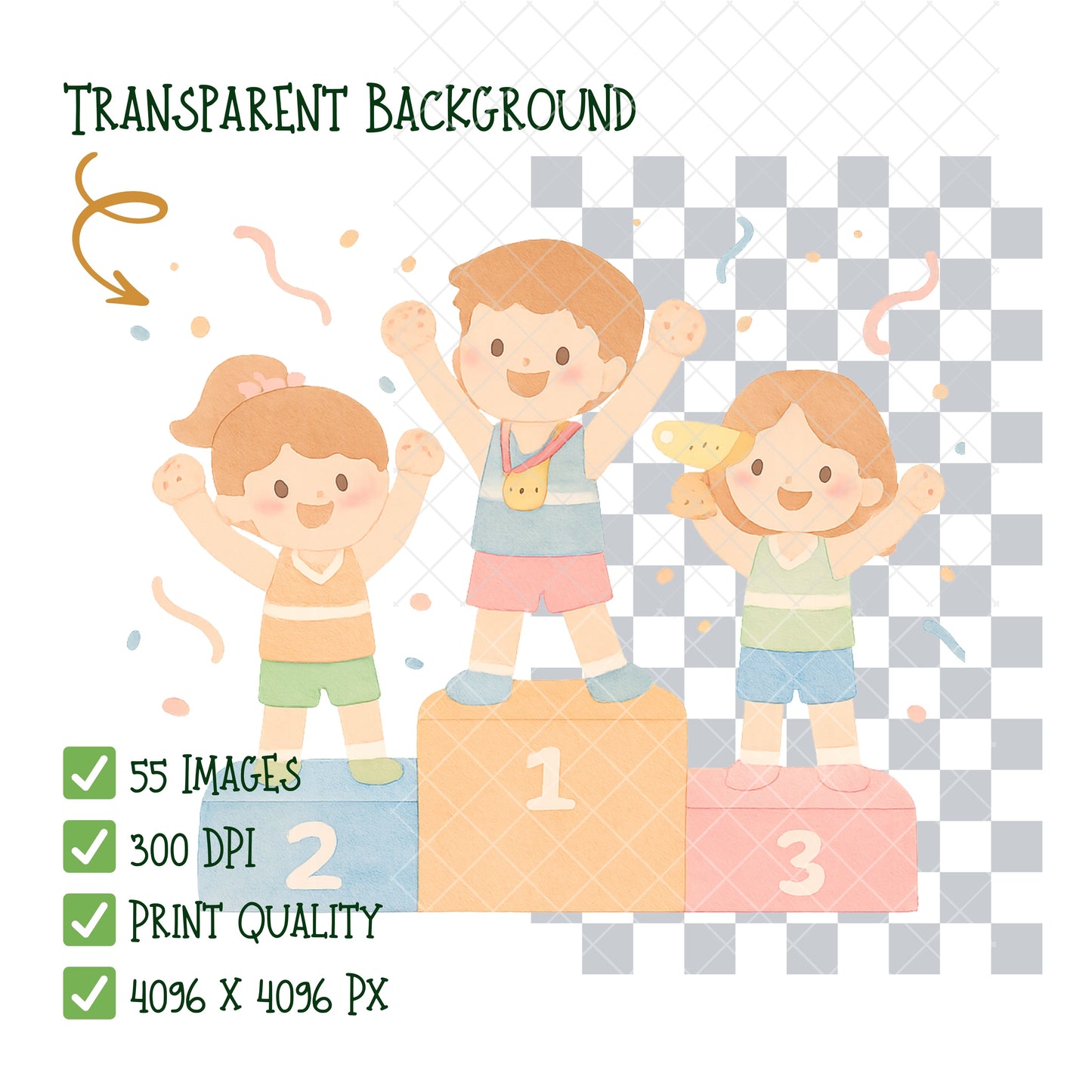 Track and Field Watercolor Clipart PNG | Kids Athletics Sports Day Graphics | School PE Race Art | Running Jumping Clipart