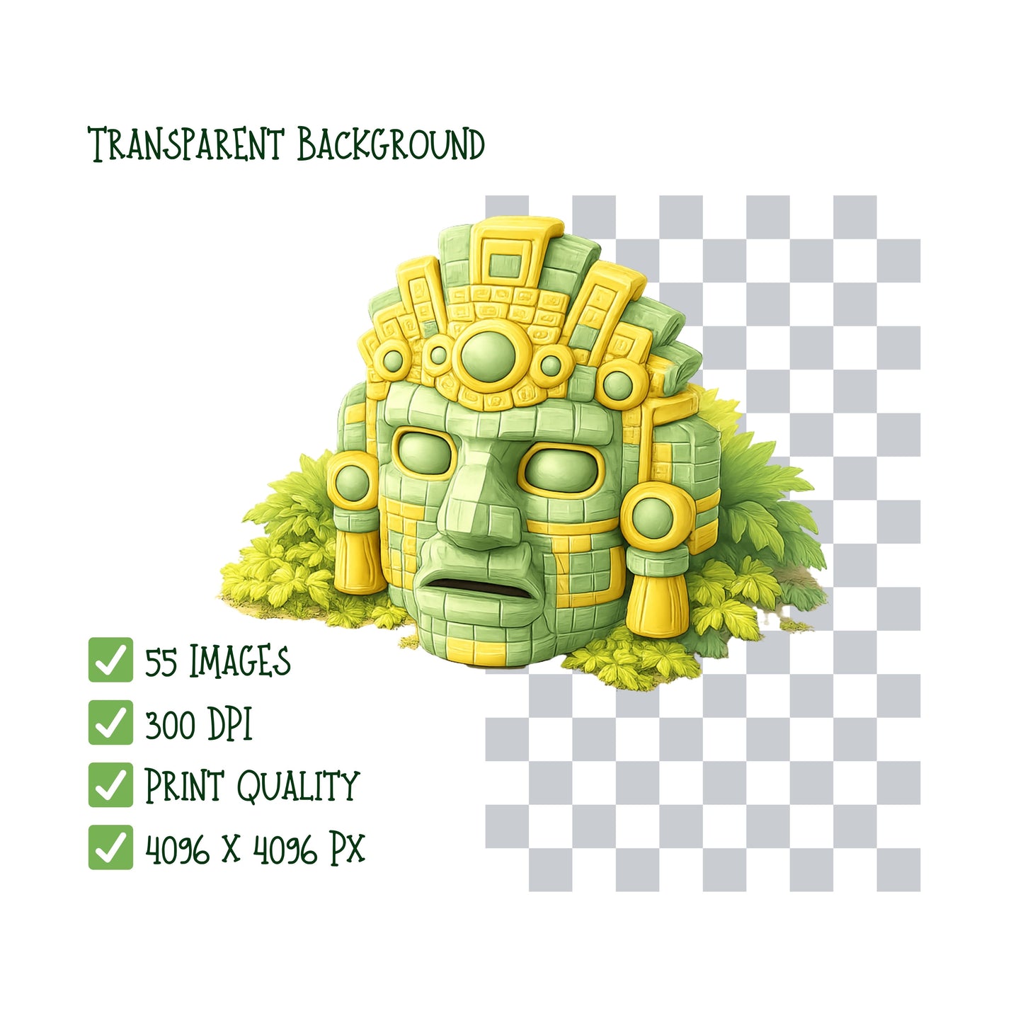 Maya Civilization Clipart Bundle – 50 Ancient Mayan 3D PNG Files for History, Crafts & Education