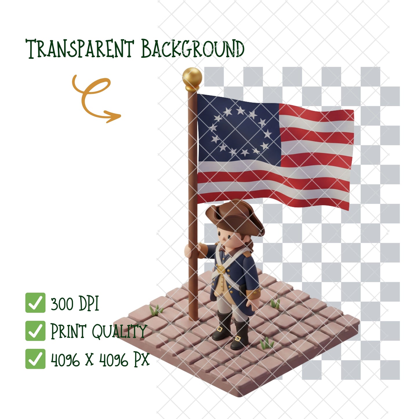 American Revolution 3D Clipart PNG Bundle – 60 Colonial War & Independence History Graphics