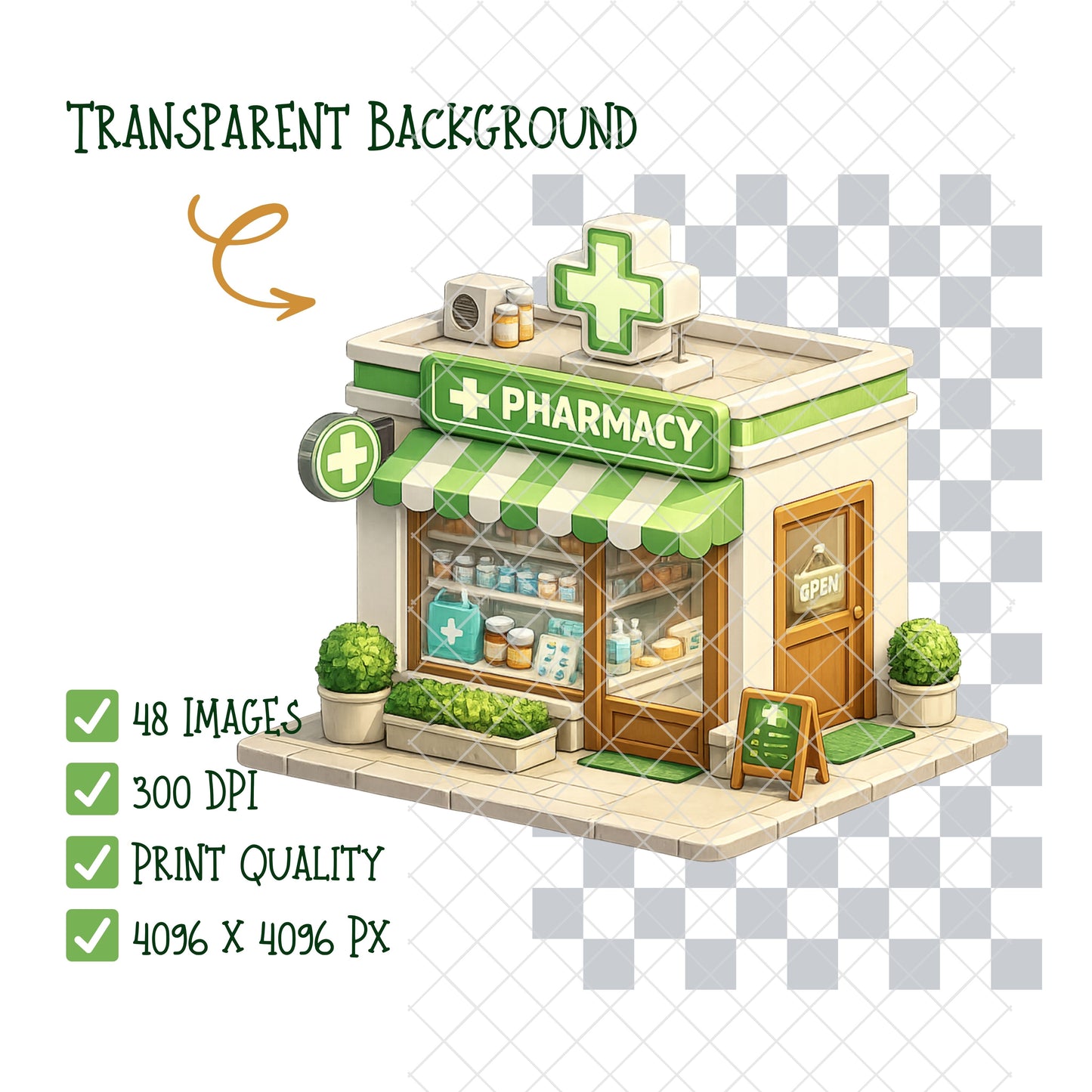 Pharmacist 3D Isometric Clipart PNG Bundle – 48 Pharmacy Tools, Medications & Healthcare Graphics