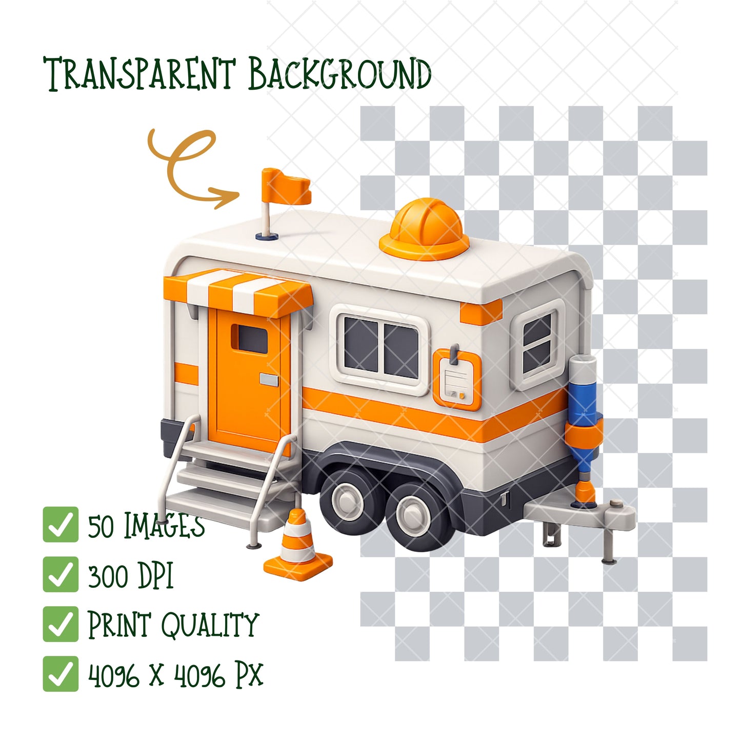 Construction Worker PNG Clipart, Builder Tools & Trucks, Cute Construction Graphics, Kids Crafts, Planner Stickers, Commercial Use, 50 PNG